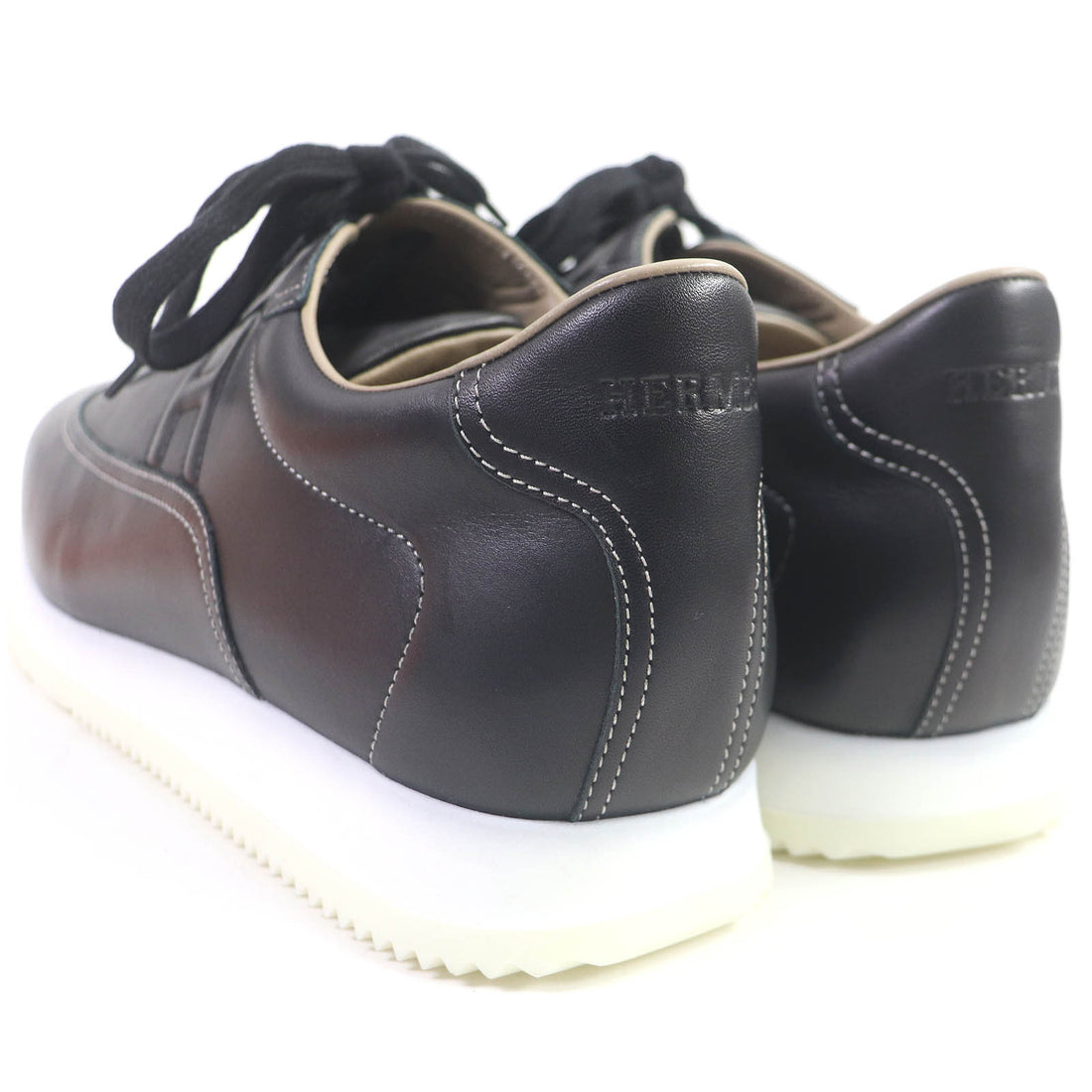 HERMES leather sneakers black 43