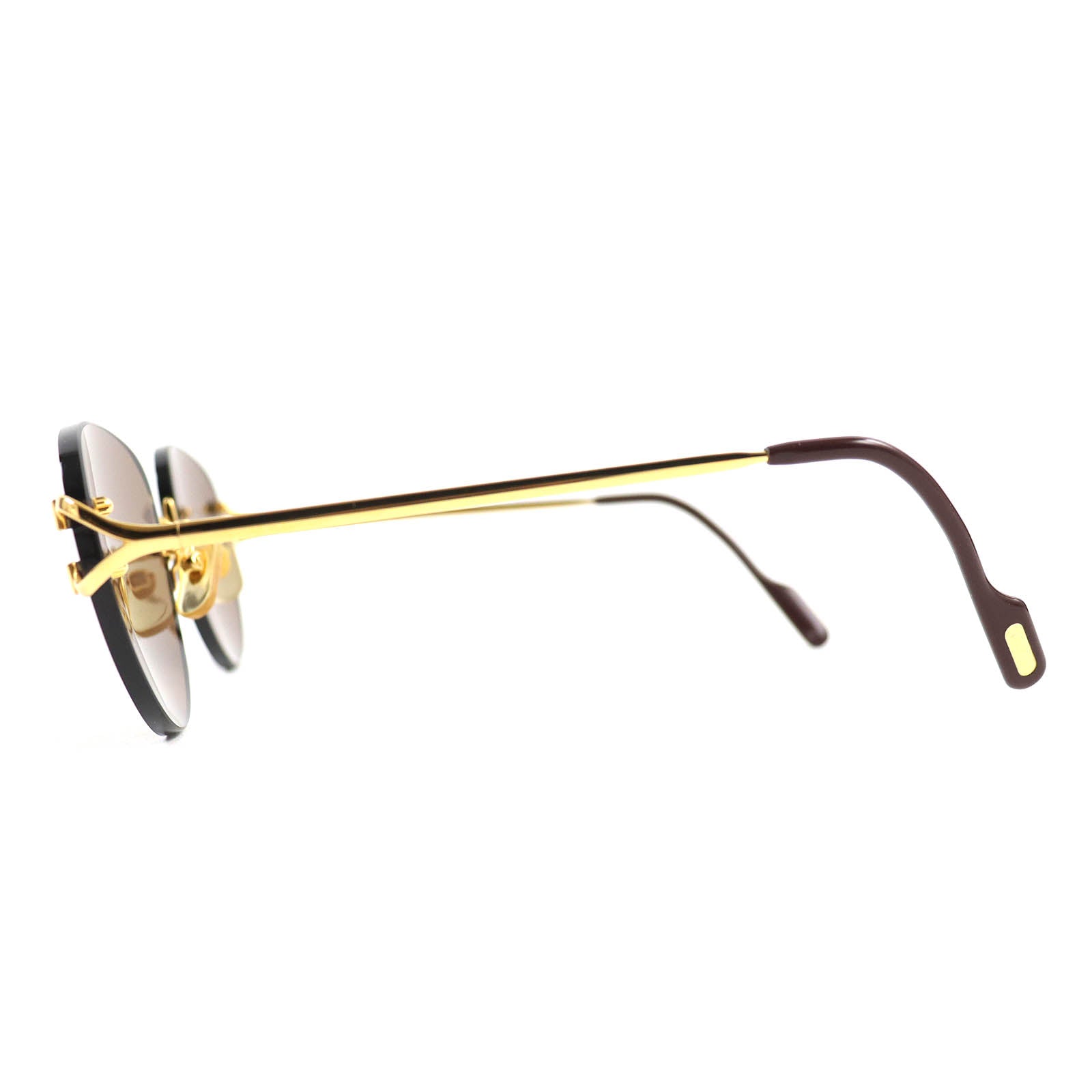 Cartier Rimless Sunglasses Brown Gold Mens