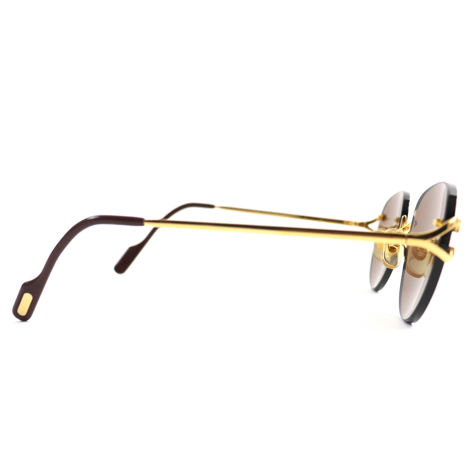 Cartier Rimless Sunglasses Brown Gold Mens