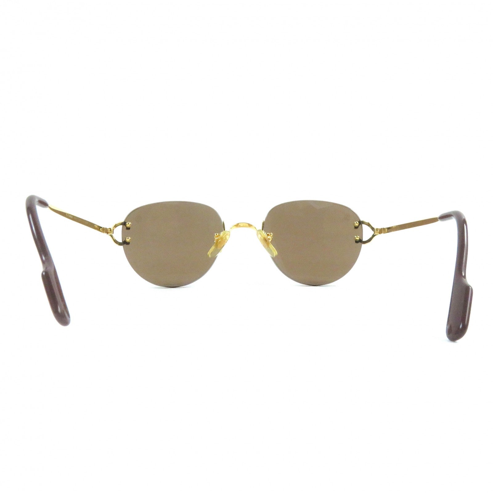 Cartier Rimless Sunglasses Brown Gold Mens