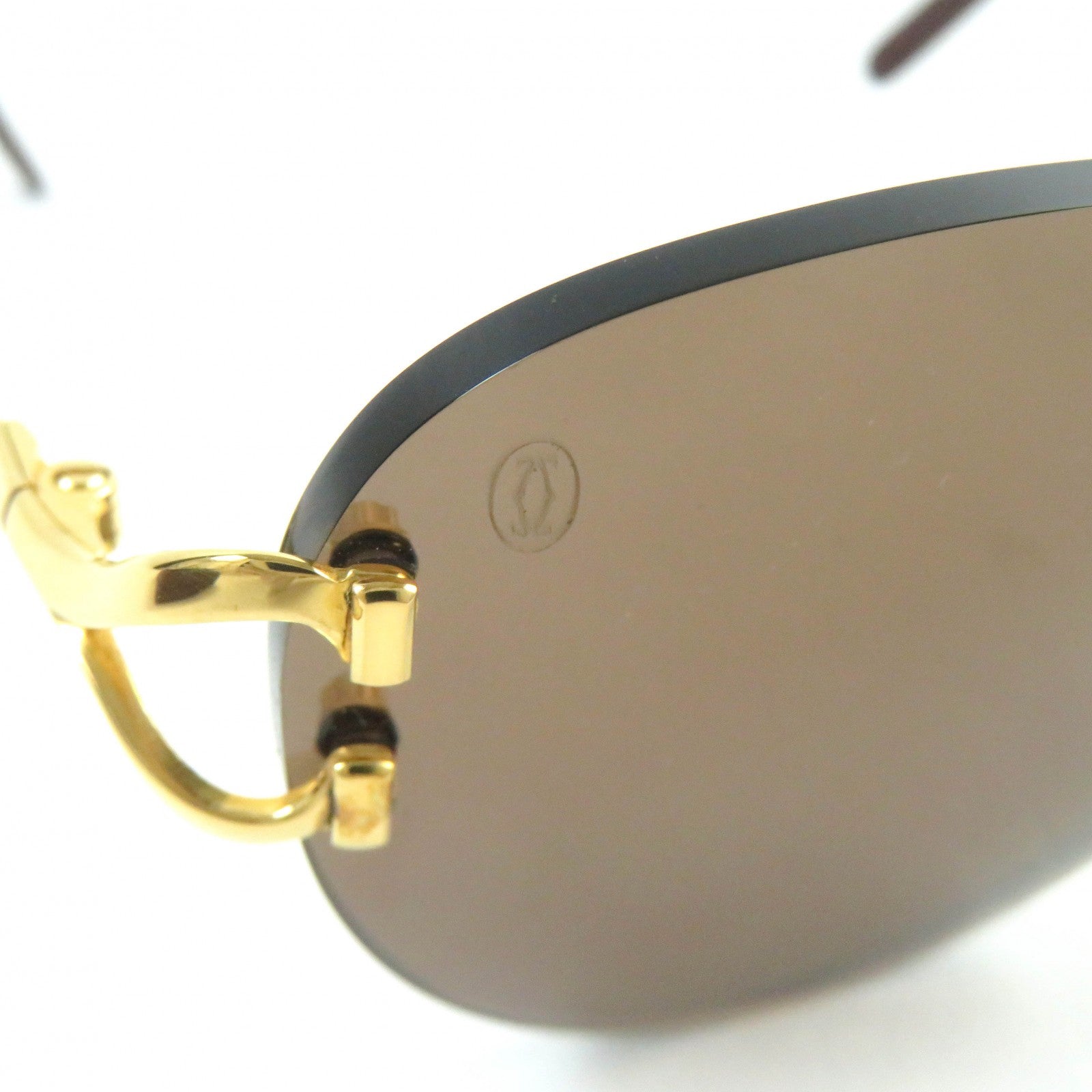 Cartier Rimless Sunglasses Brown Gold Mens