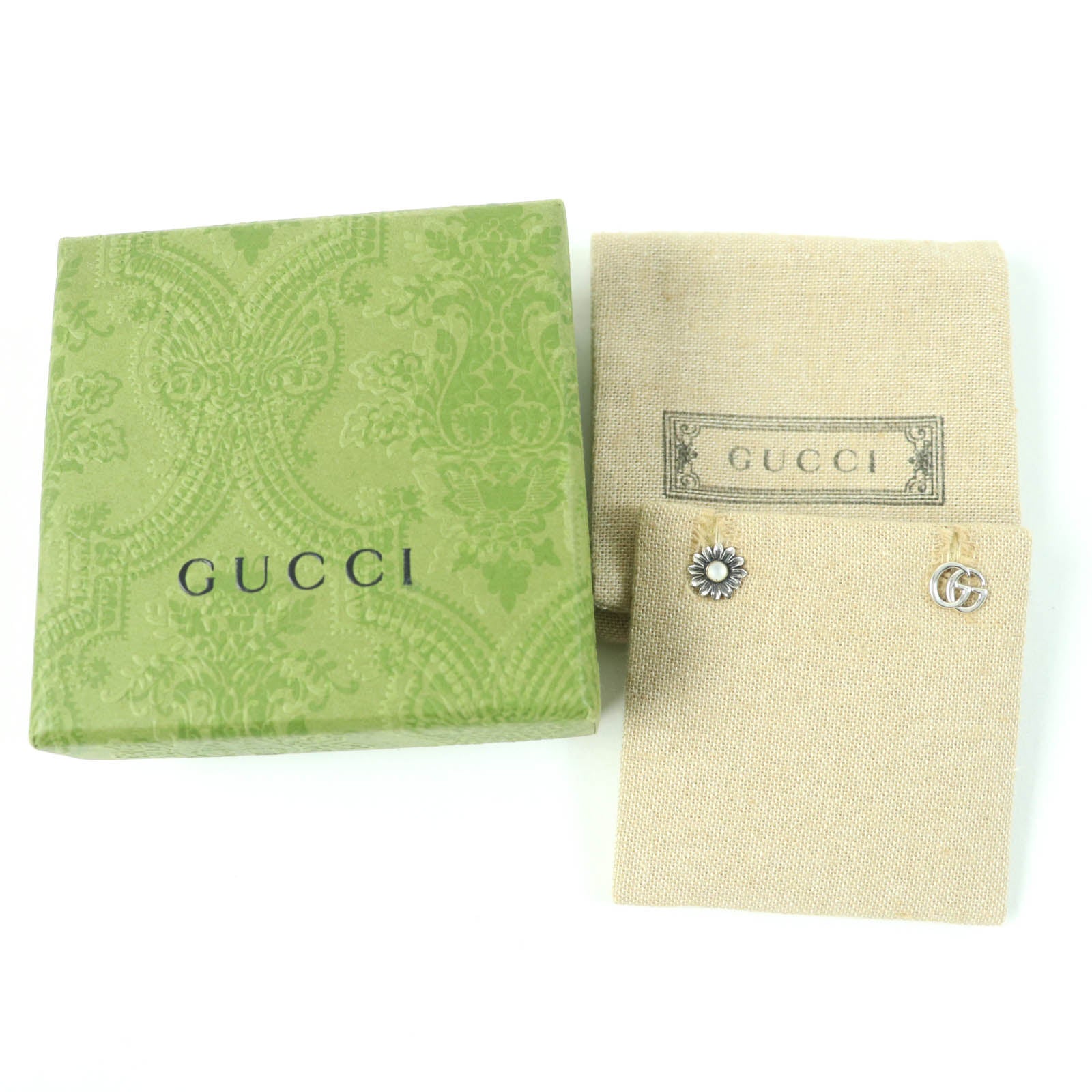 Gucci Double G Flower Studs Earrings AG925 Silver