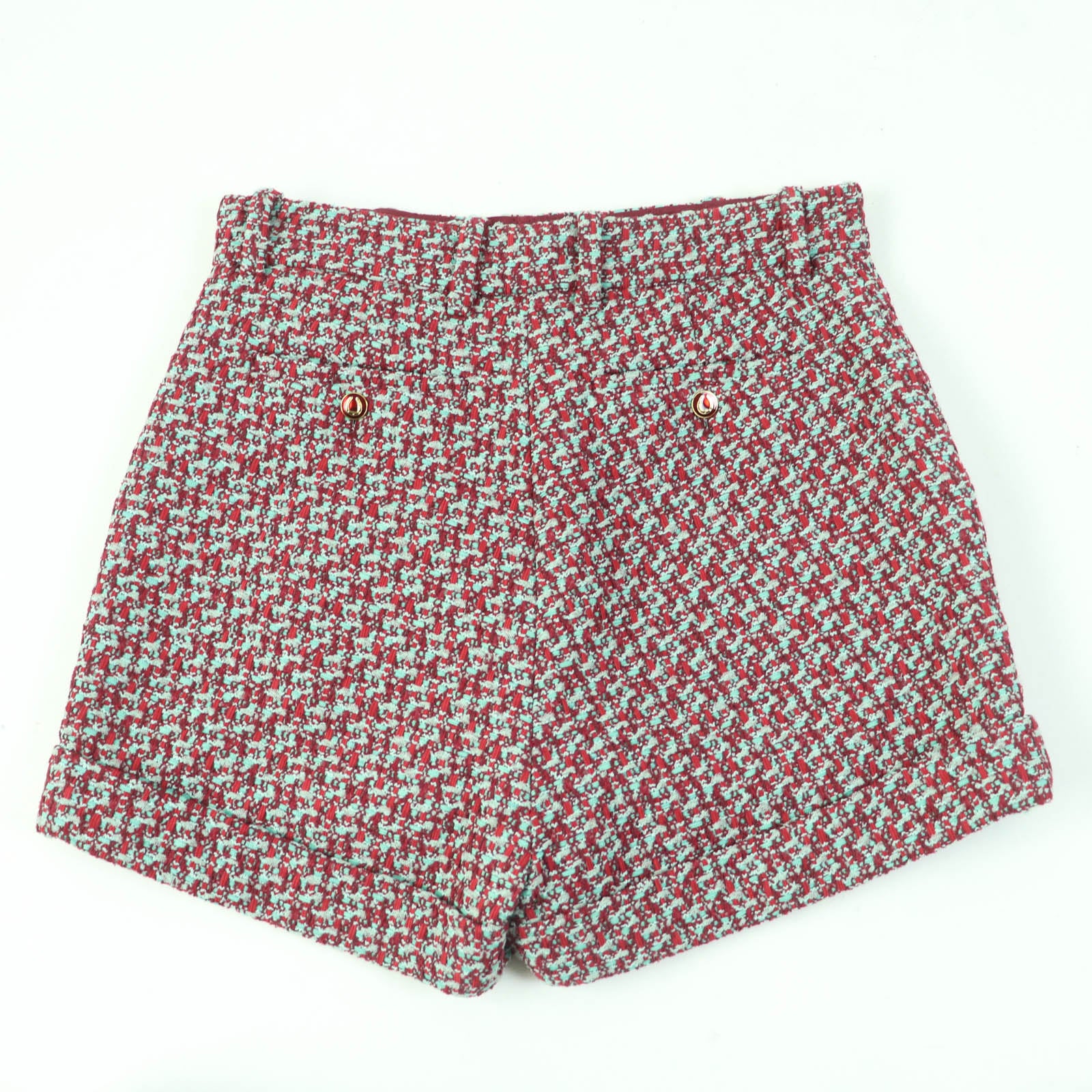 GUCCI Cotton Nylon Tweed Shorts Red Green