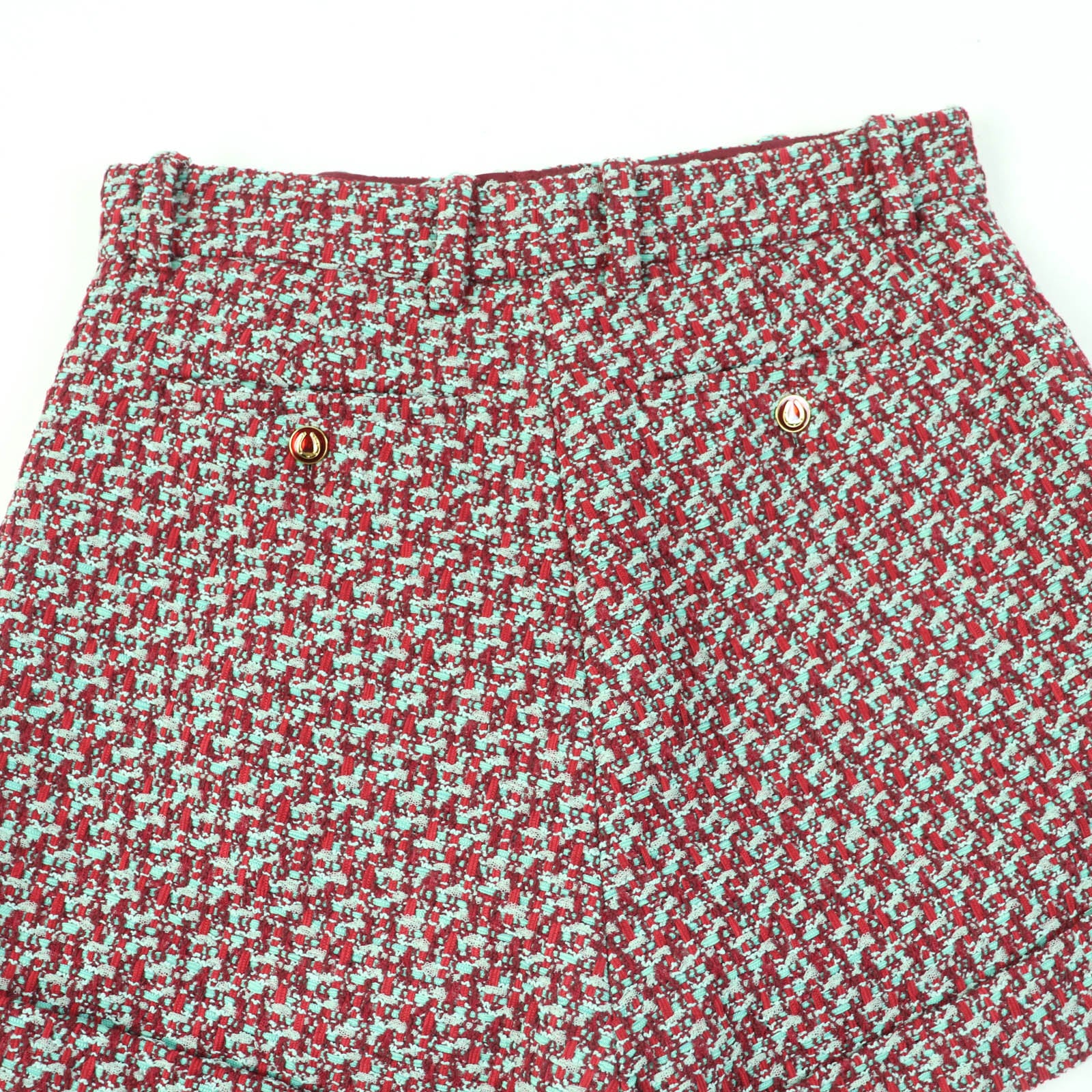 GUCCI Cotton Nylon Tweed Shorts Red Green