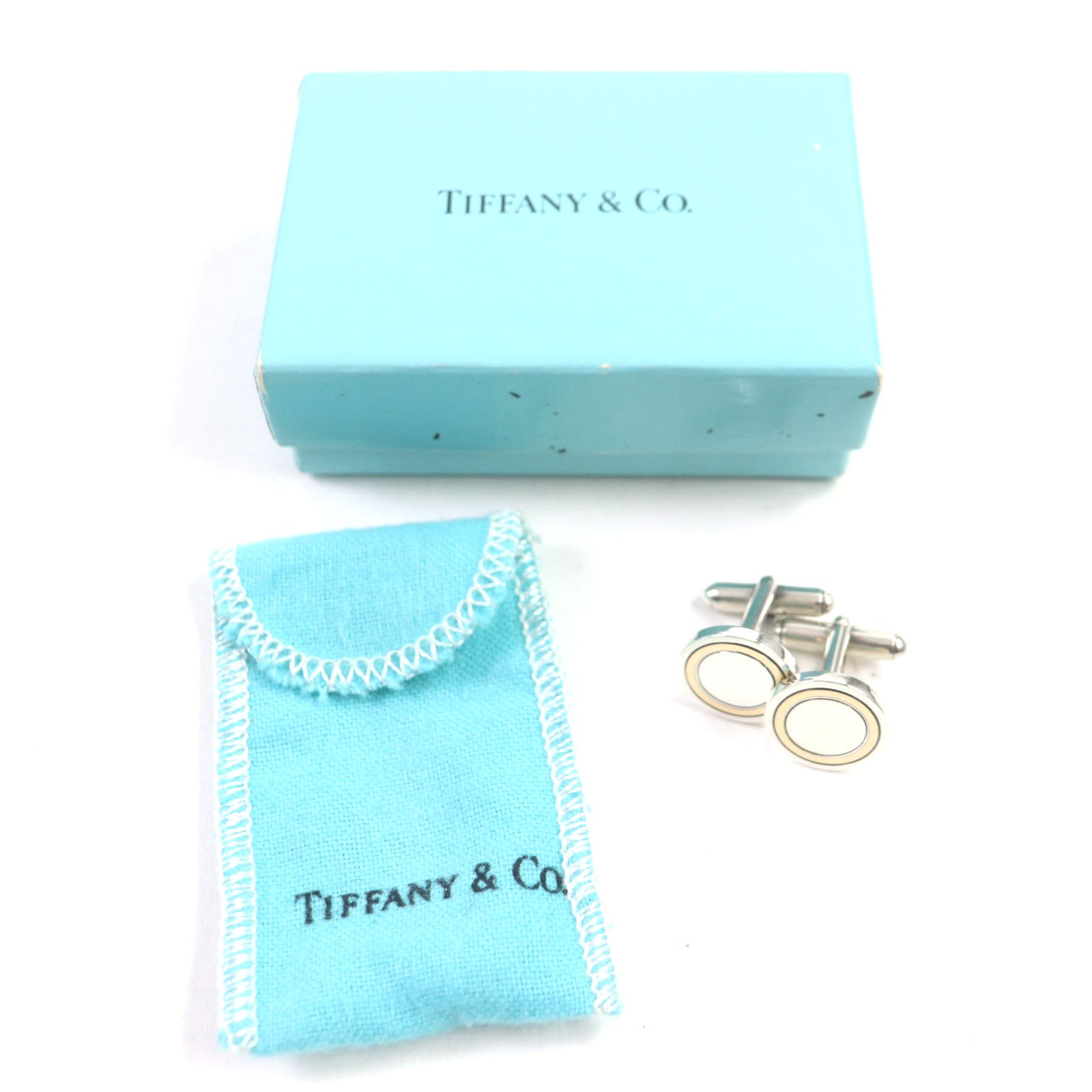 Tiffany & Co Combi Circle Cufflinks 18K SV925