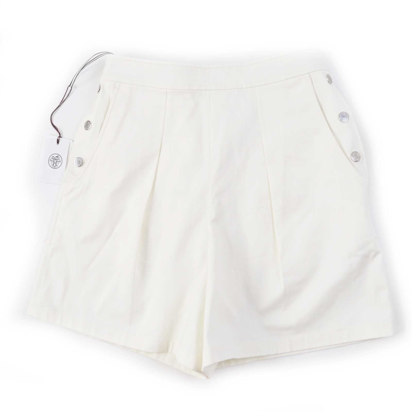 HERMES Cotton Polyurethane Shorts White 36 Women