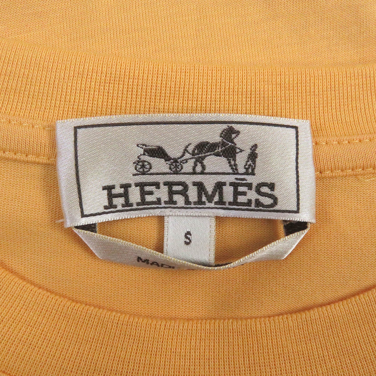 HERMES Lamb Leather Patch T-shirt Orange S