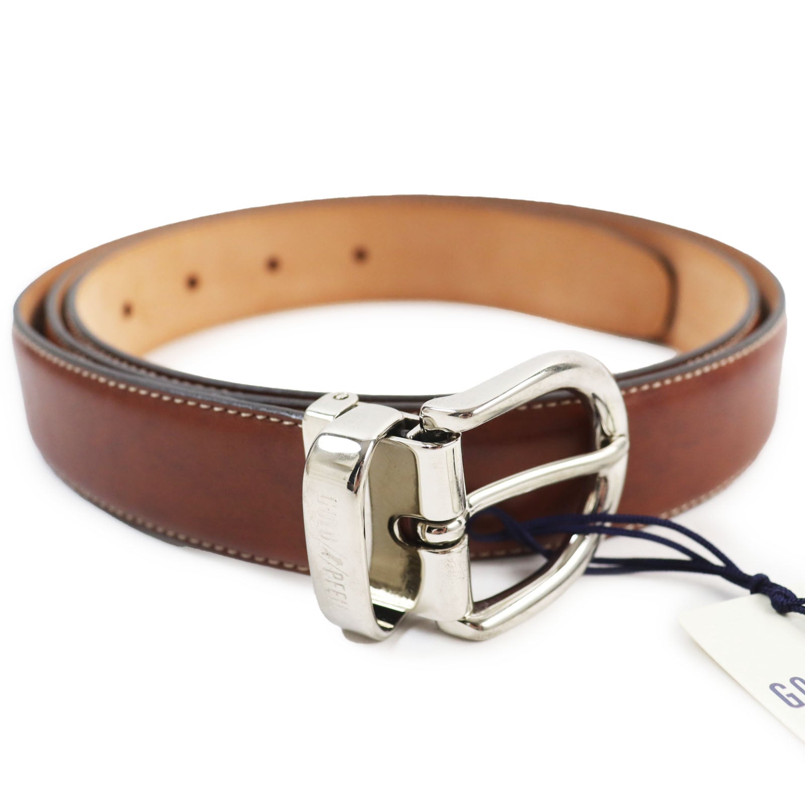 GOLD PFEIL Leather Belt Brown Made in Italy