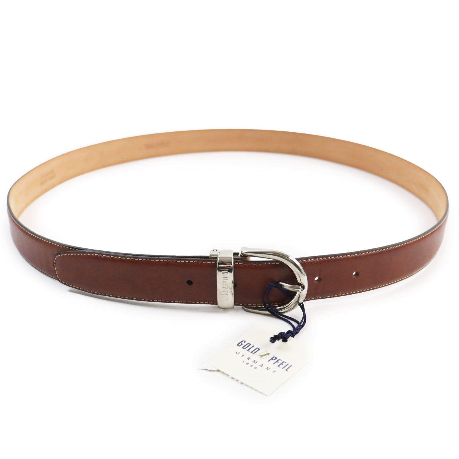 GOLD PFEIL Leather Belt Brown Made in Italy