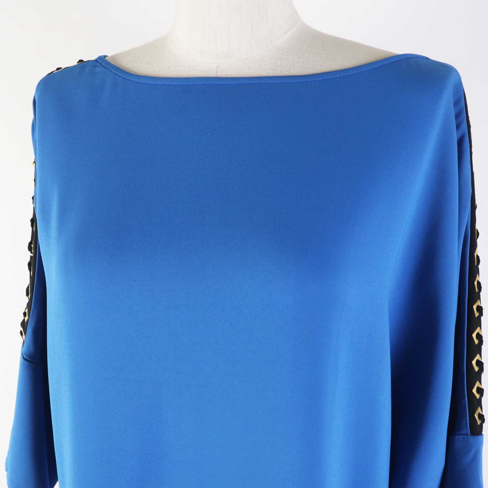 Versace Dolman Sleeve Dress Blue Gold 42