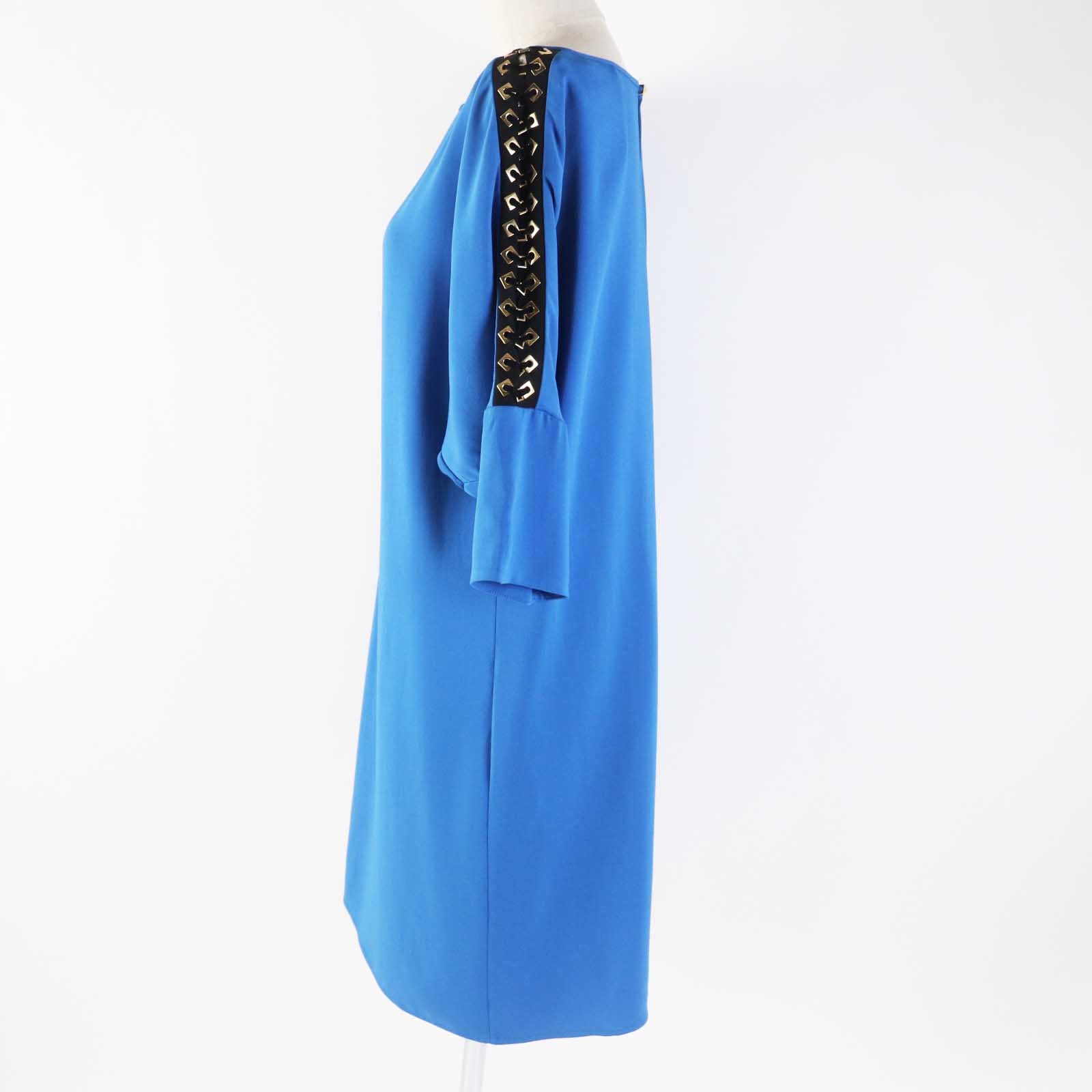 Versace Dolman Sleeve Dress Blue Gold 42