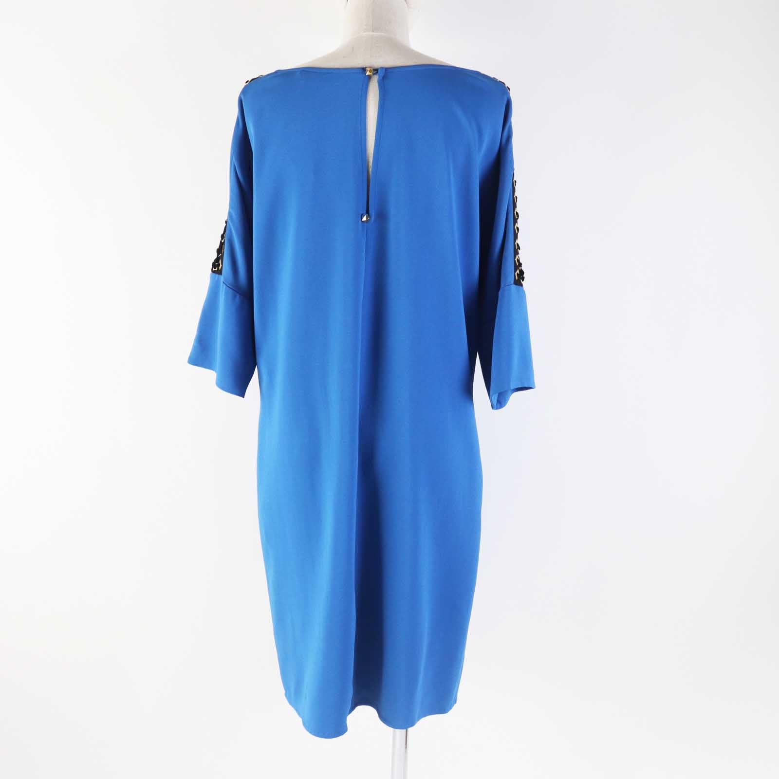 Versace Dolman Sleeve Dress Blue Gold 42