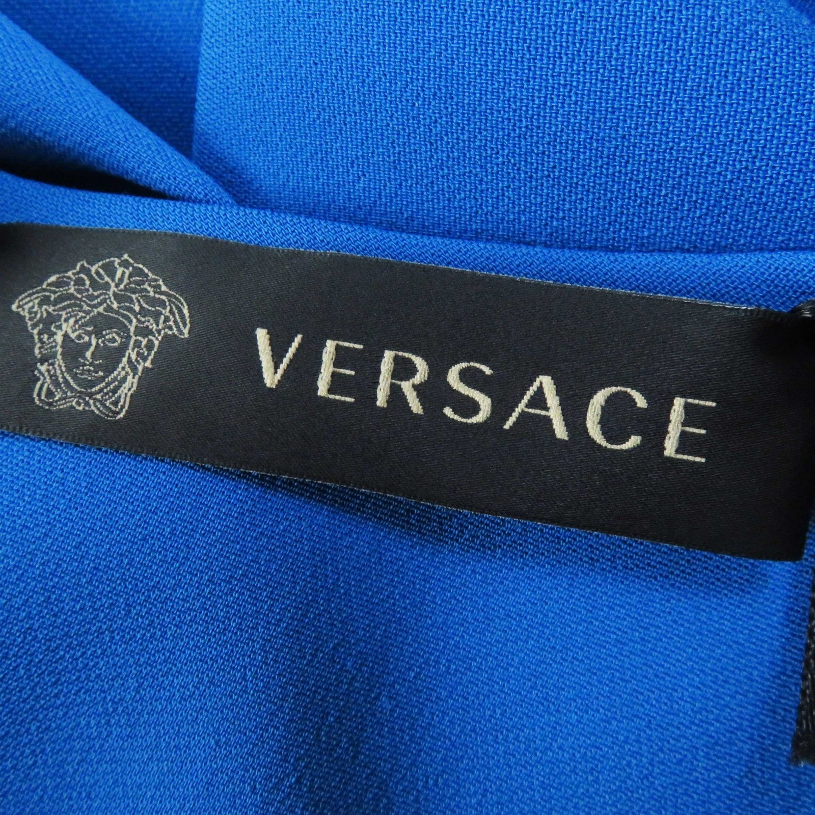 Versace Dolman Sleeve Dress Blue Gold 42