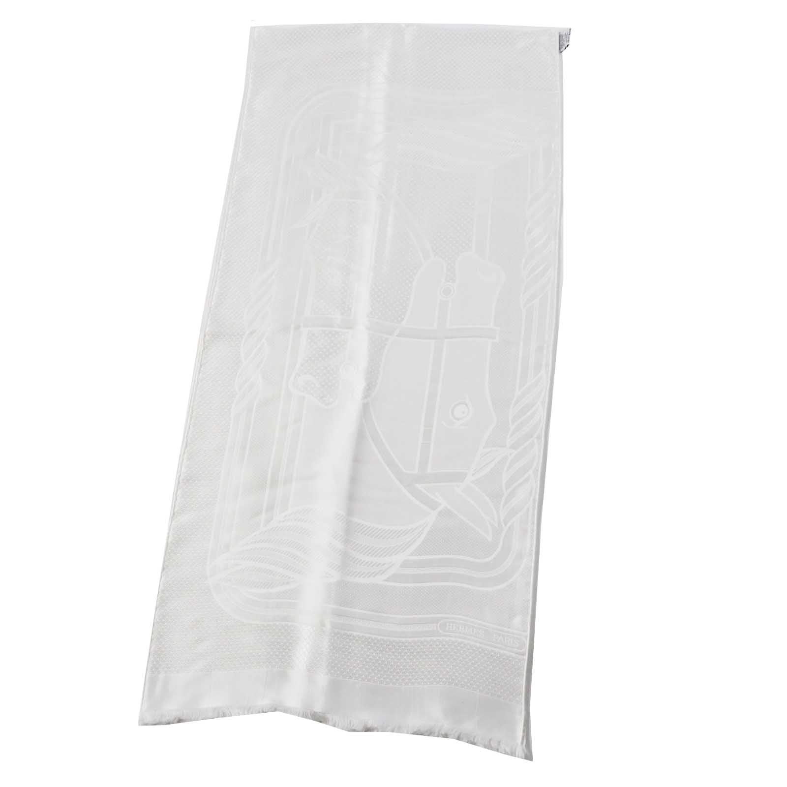 Hermes Quadrige Silk Scarf White