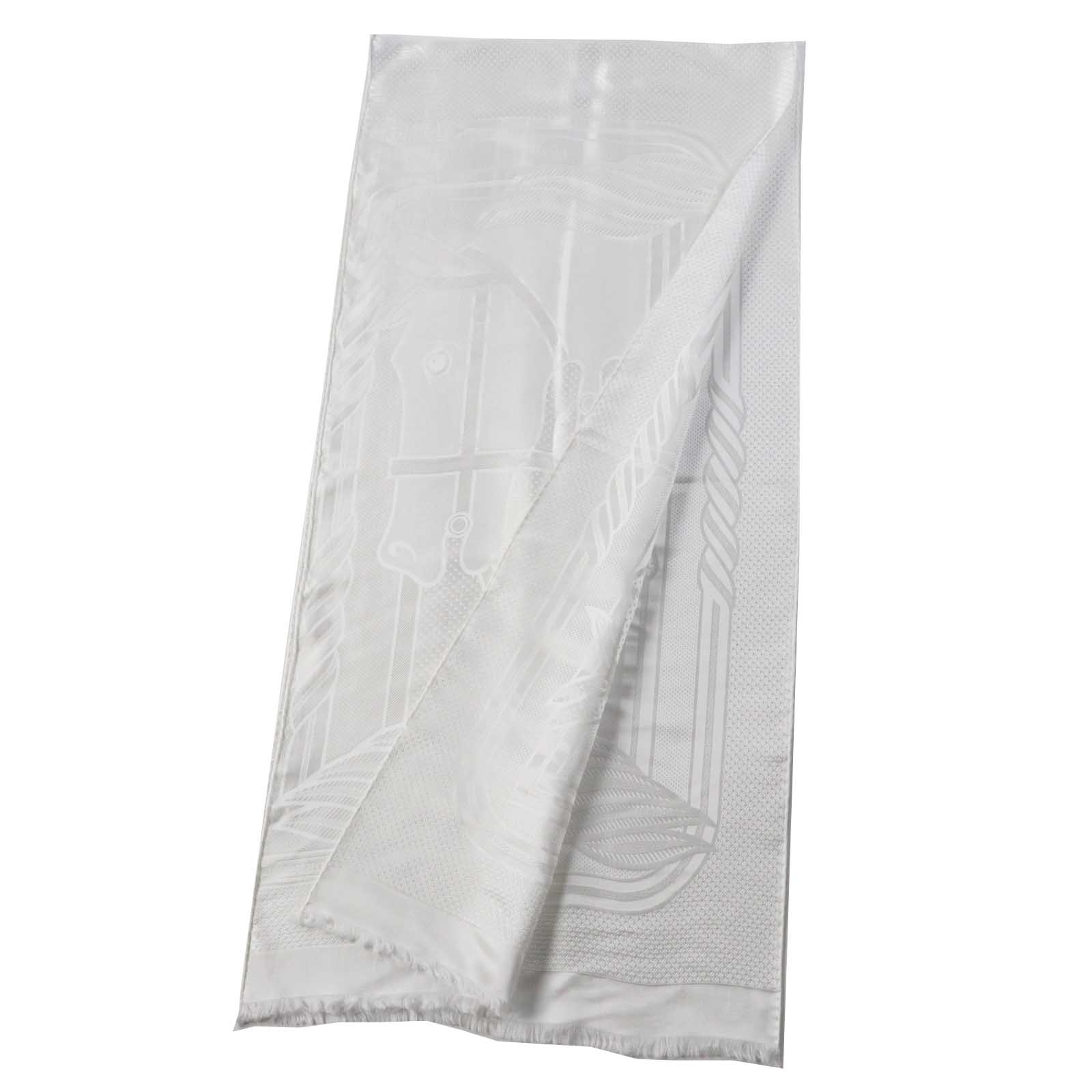 Hermes Quadrige Silk Scarf White