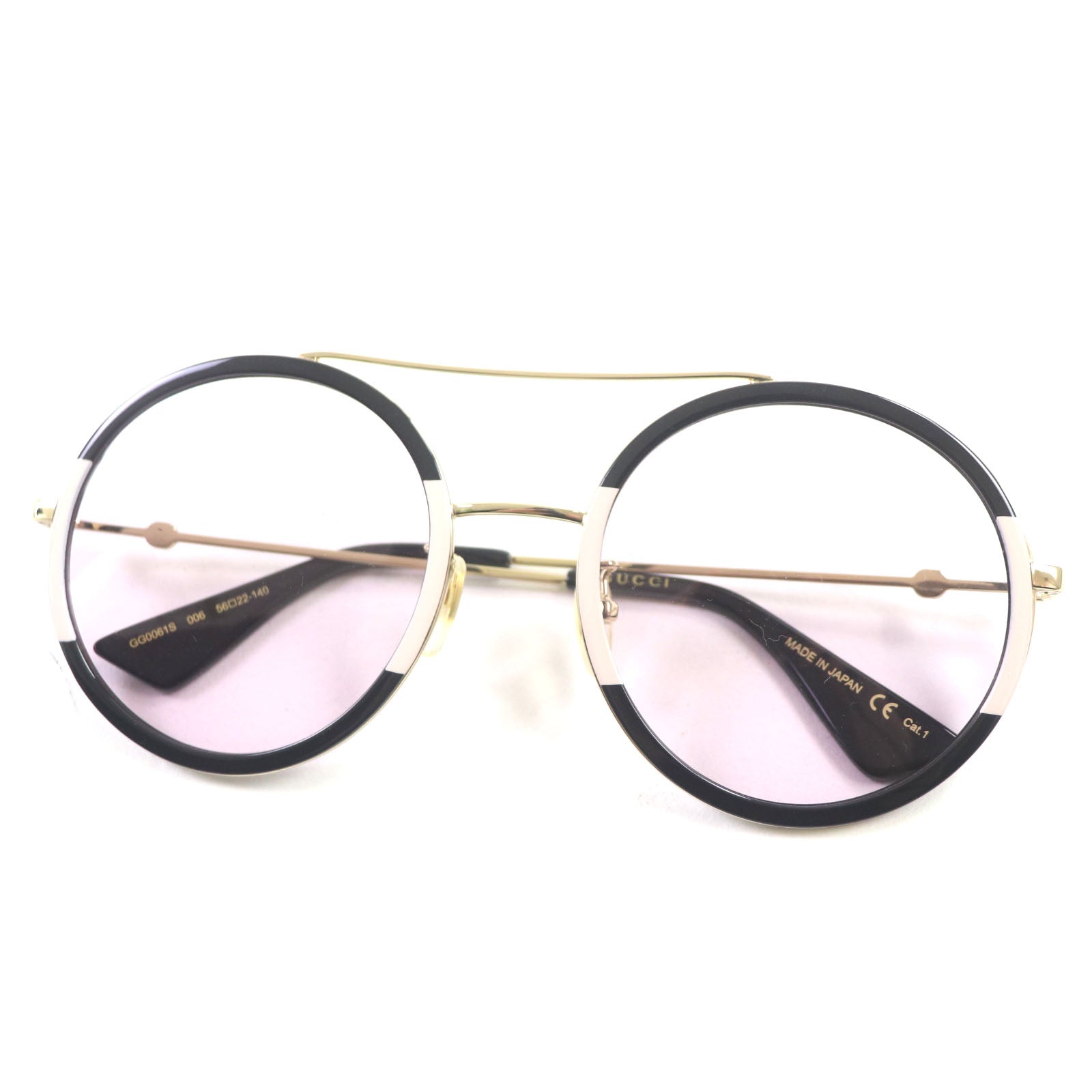 Gucci GG0061S Round Sunglasses Black Gold