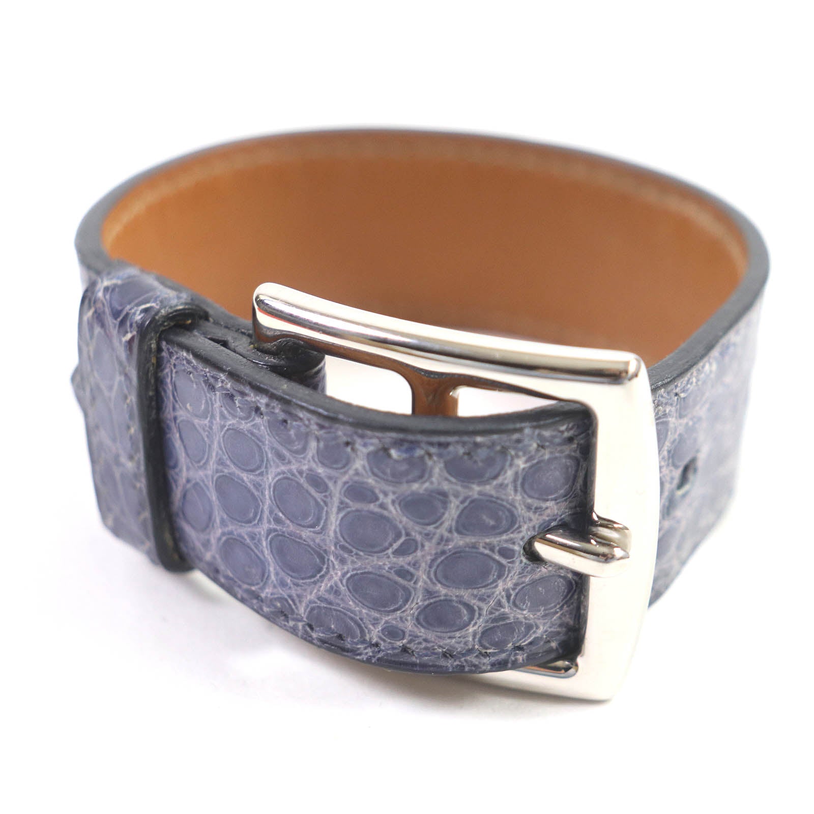 Hermes Alligator Leather Bracelet Blue 2007