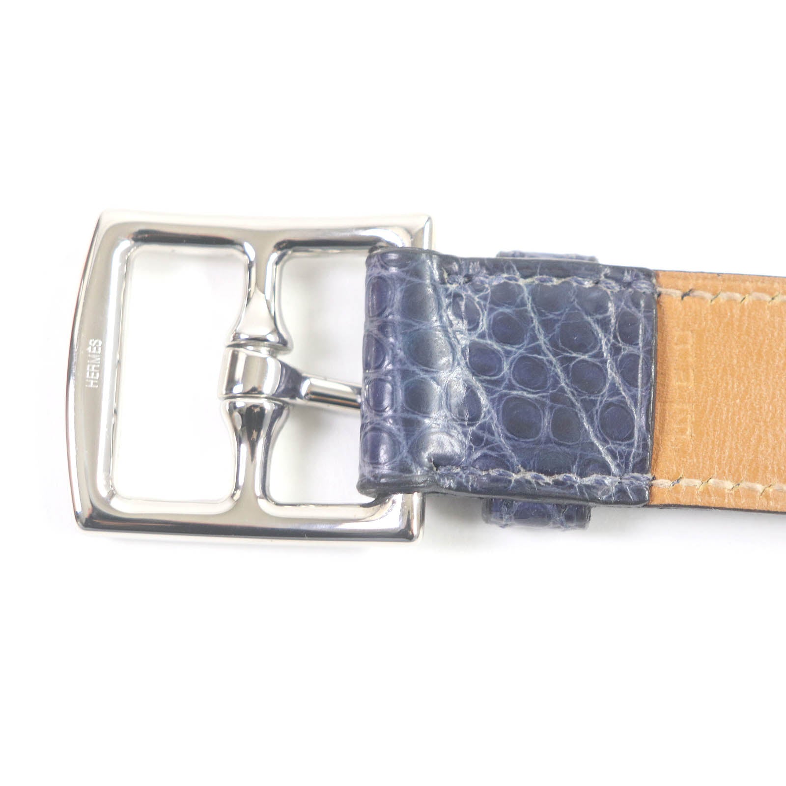 Hermes Alligator Leather Bracelet Blue 2007