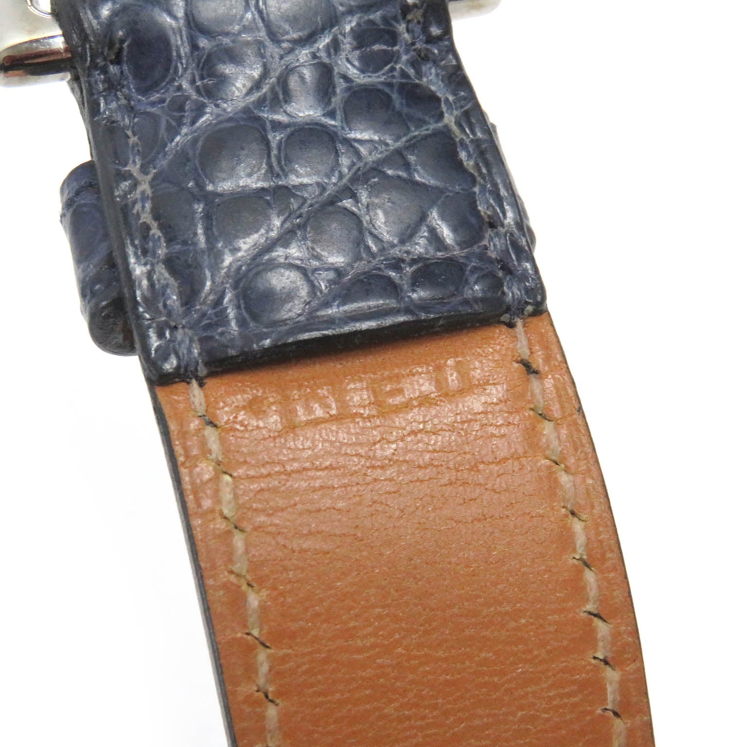 Hermes Alligator Leather Bracelet Blue 2007