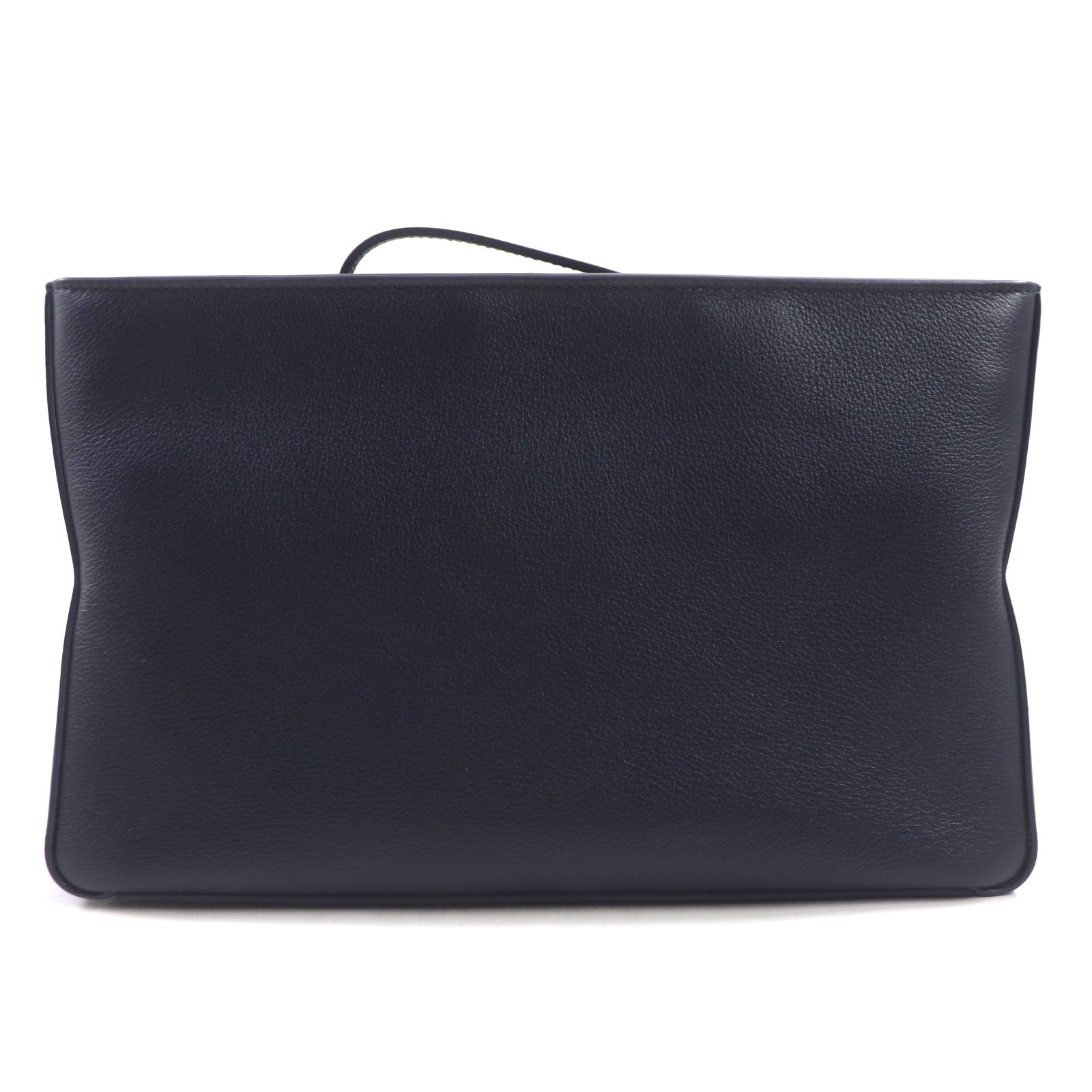 Ferragamo Leather Logo Clutch Bag Navy