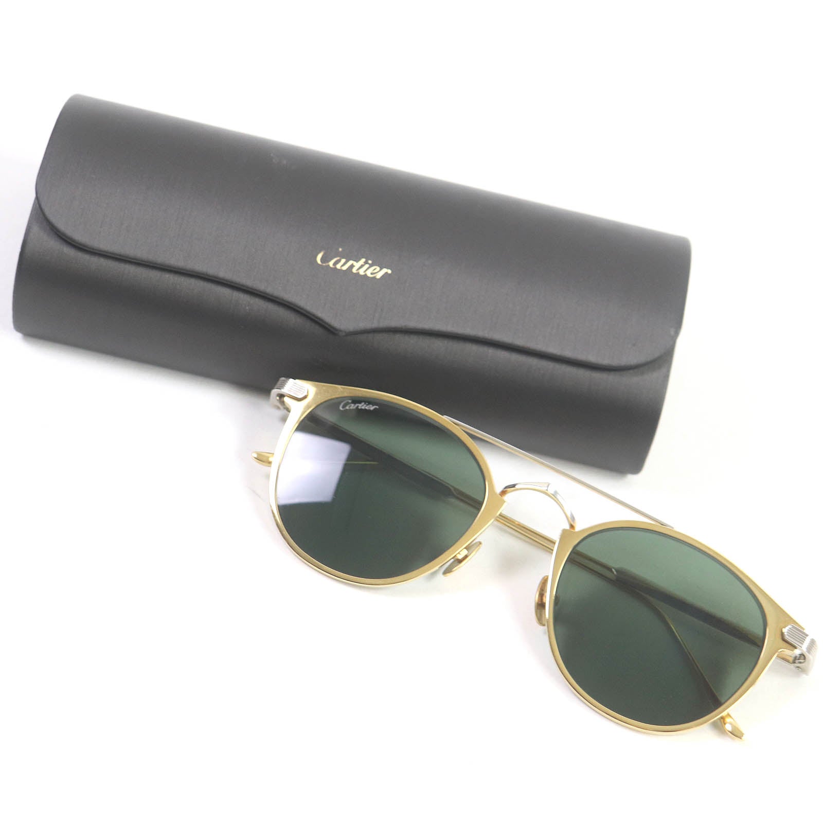 Cartier CT0015S C de Cartier Sunglasses Gold Silver Blue