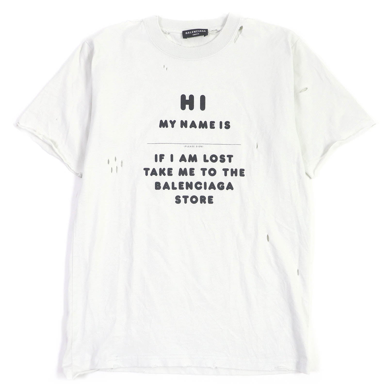 Balenciaga Cotton Destroyed T-shirt Ivory S