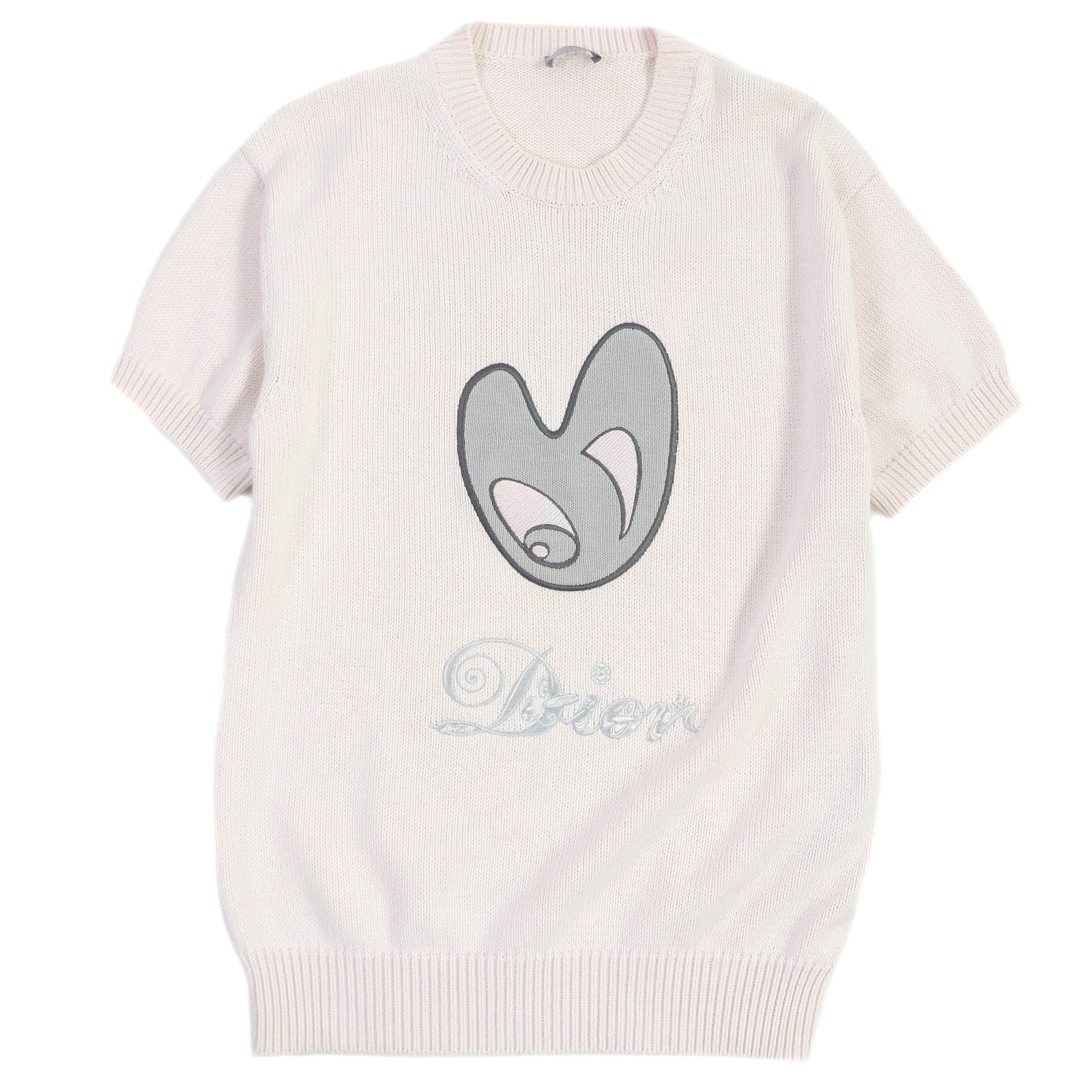 Dior Kenny Scharf Logo Embroidery Short Sleeve Knit T-Shirt