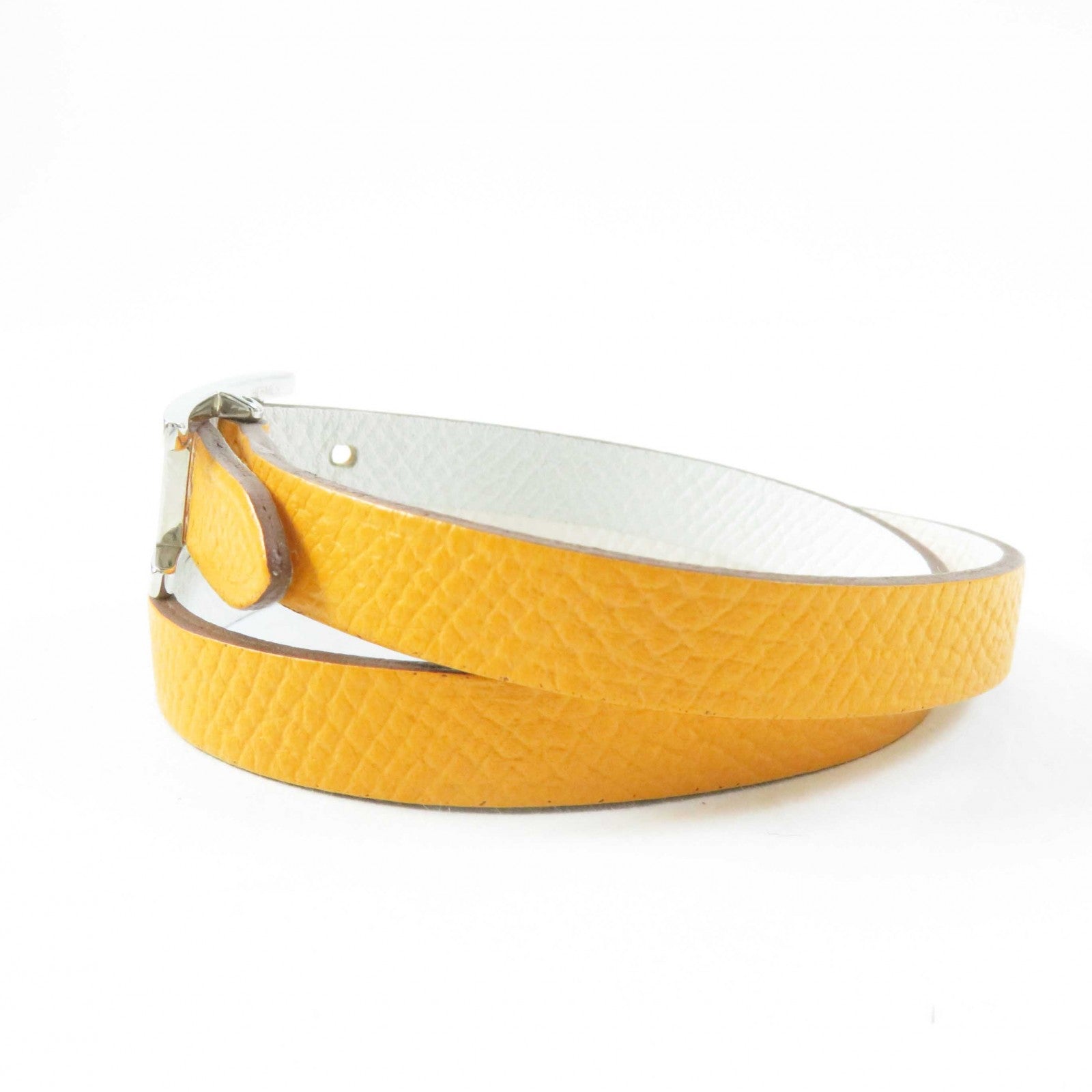 Hermes Leather Bracelet Yellow/White S