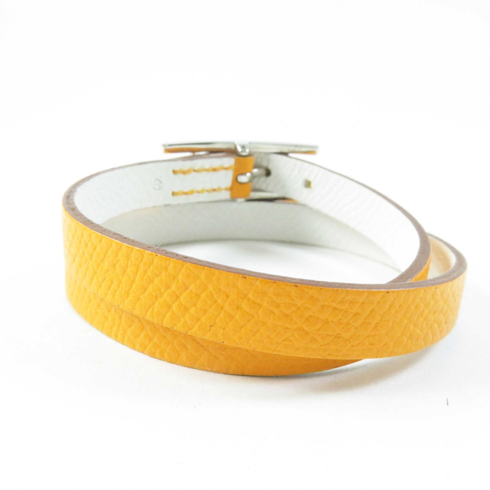 Hermes Leather Bracelet Yellow/White S