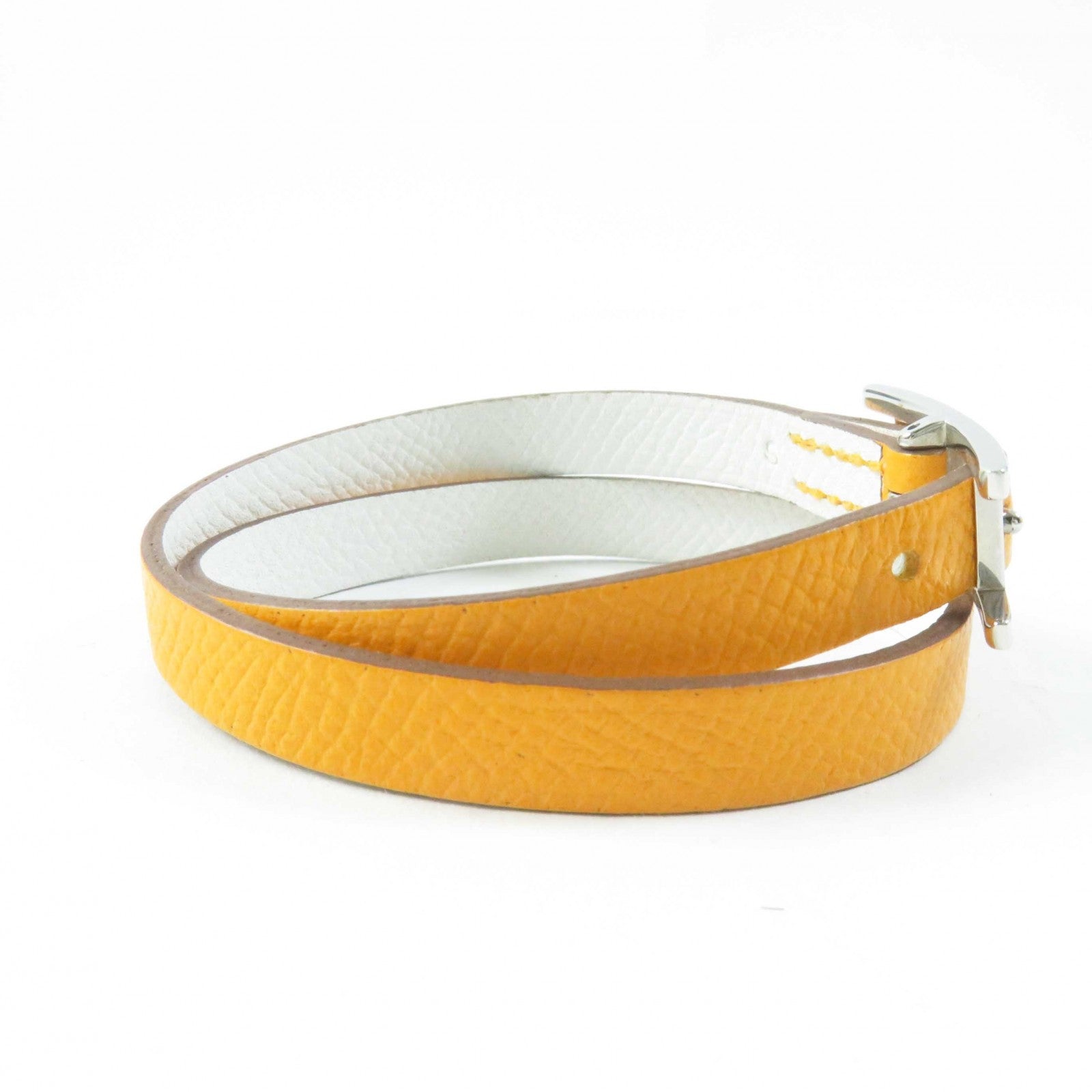 Hermes Leather Bracelet Yellow/White S