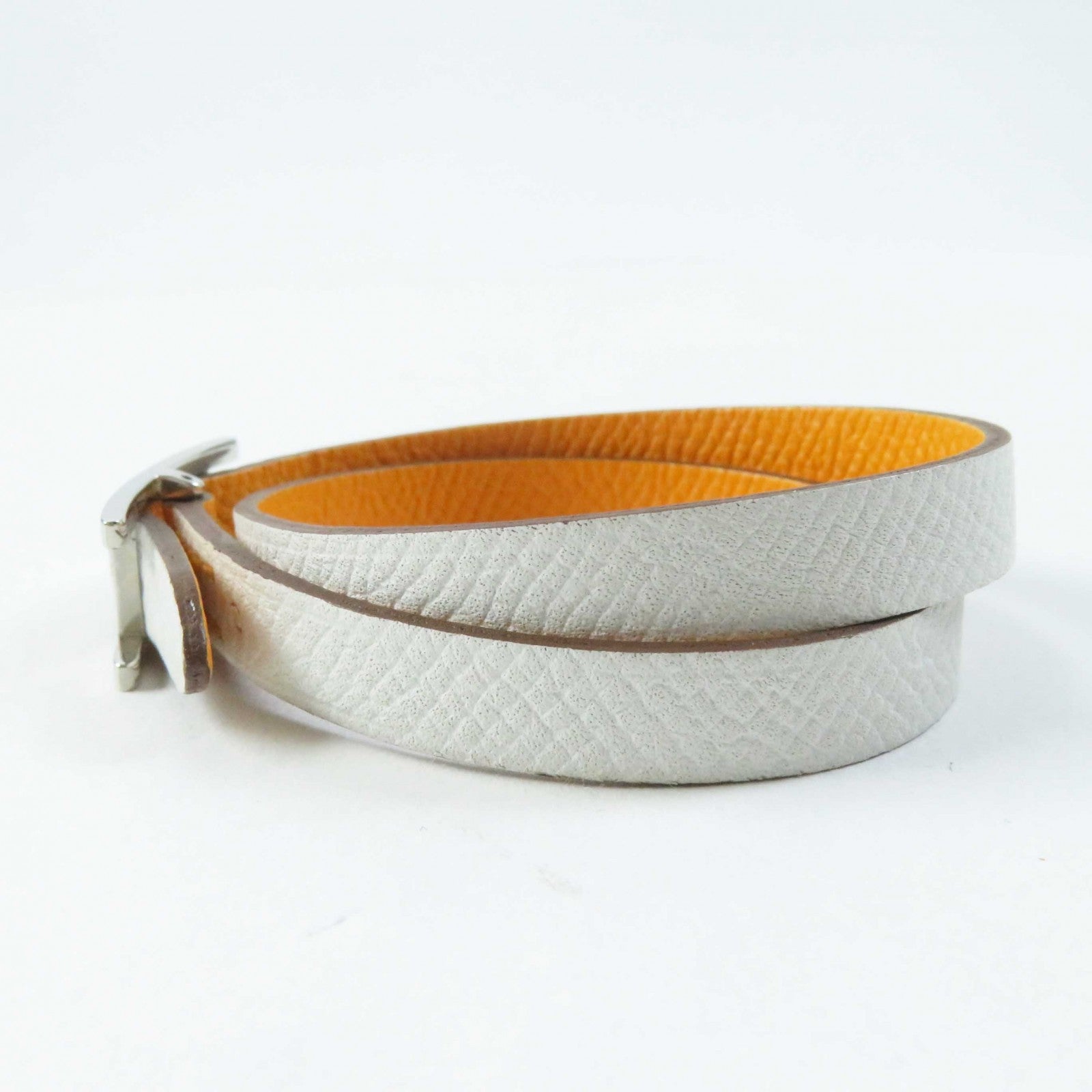 Hermes Leather Bracelet Yellow/White S