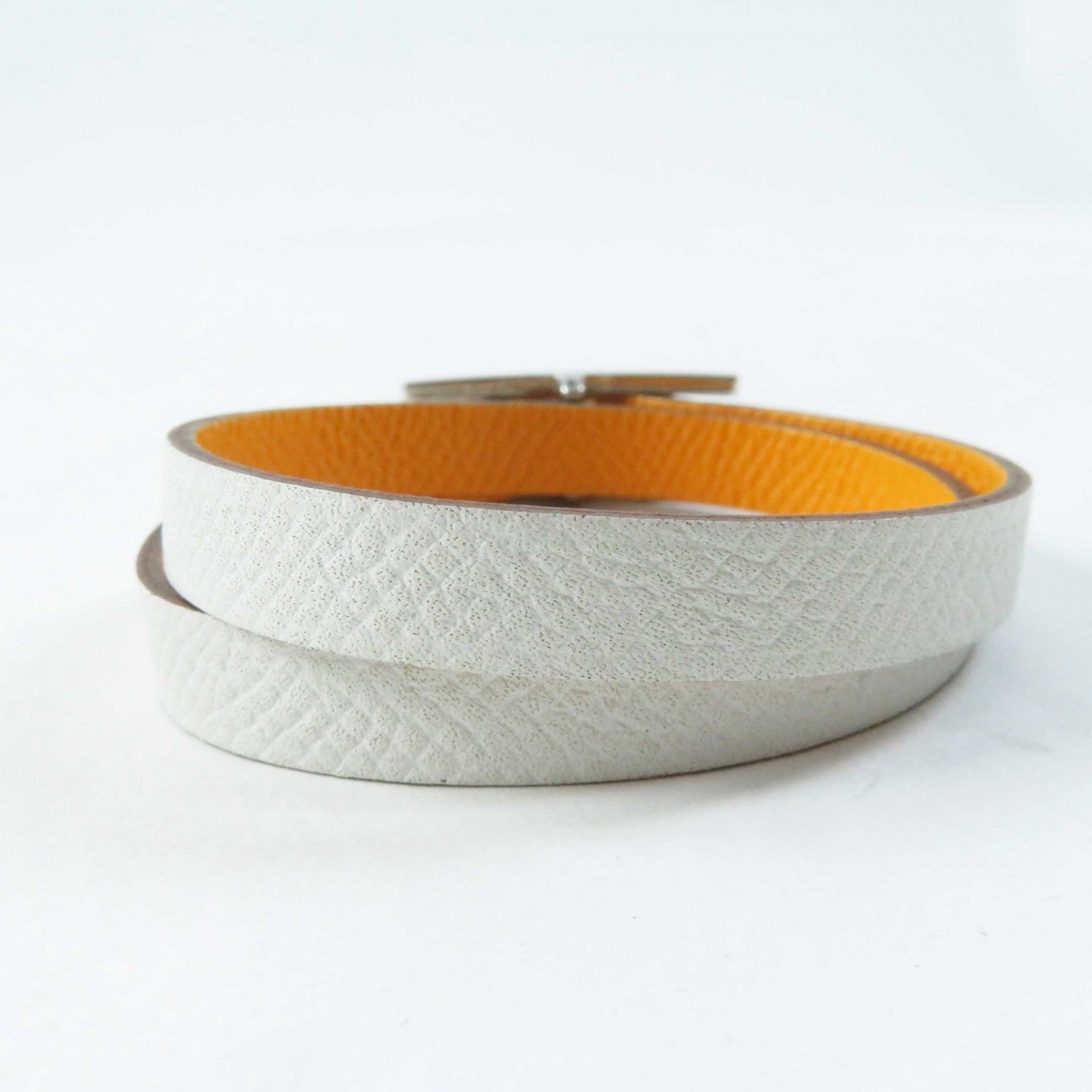 Hermes Leather Bracelet Yellow/White S