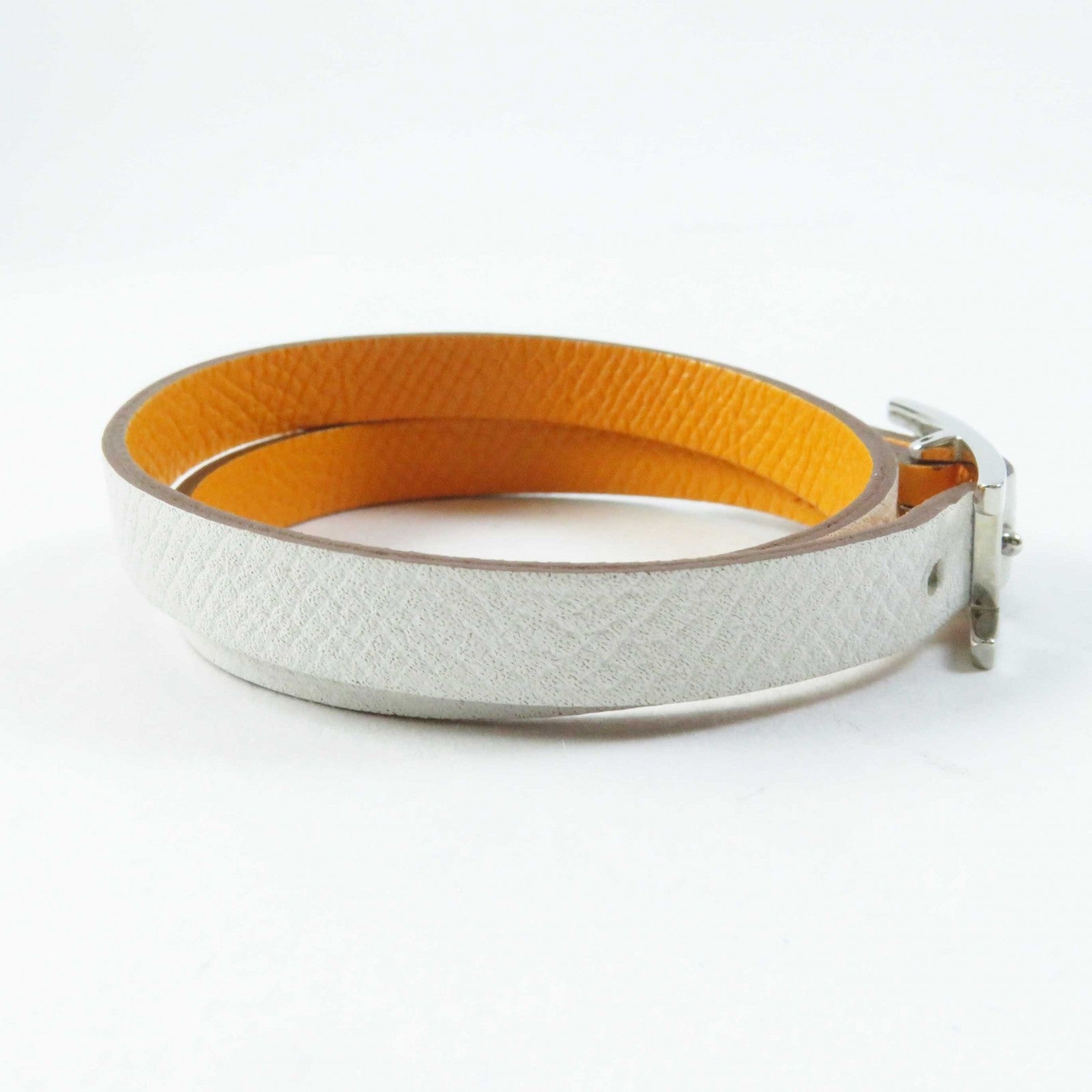 Hermes Leather Bracelet Yellow/White S