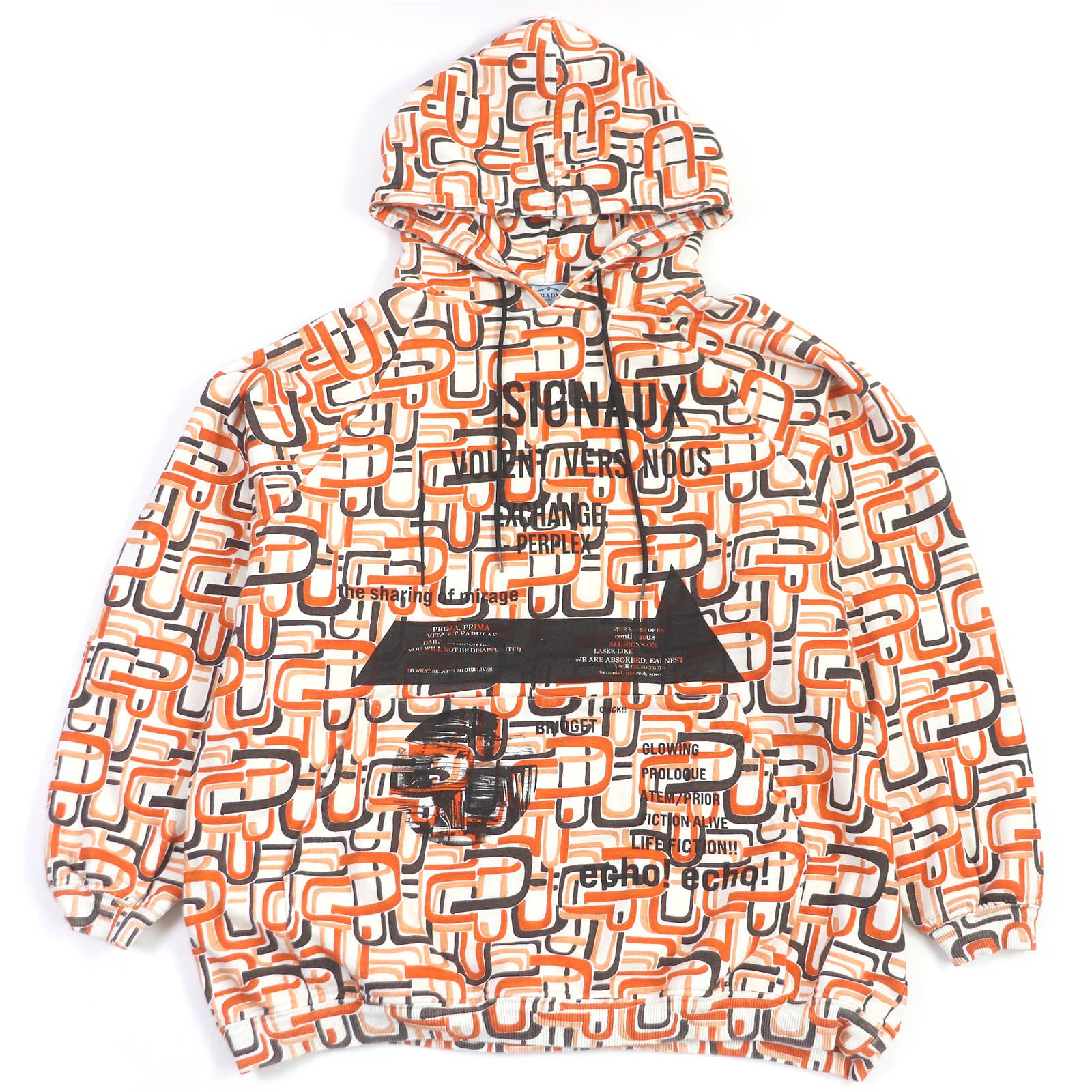 Prada Cotton Triangle Logo Pullover Hoodie M