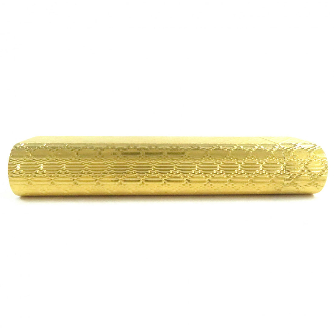 Cartier Grid Pattern Oval Roller Gas Lighter Gold