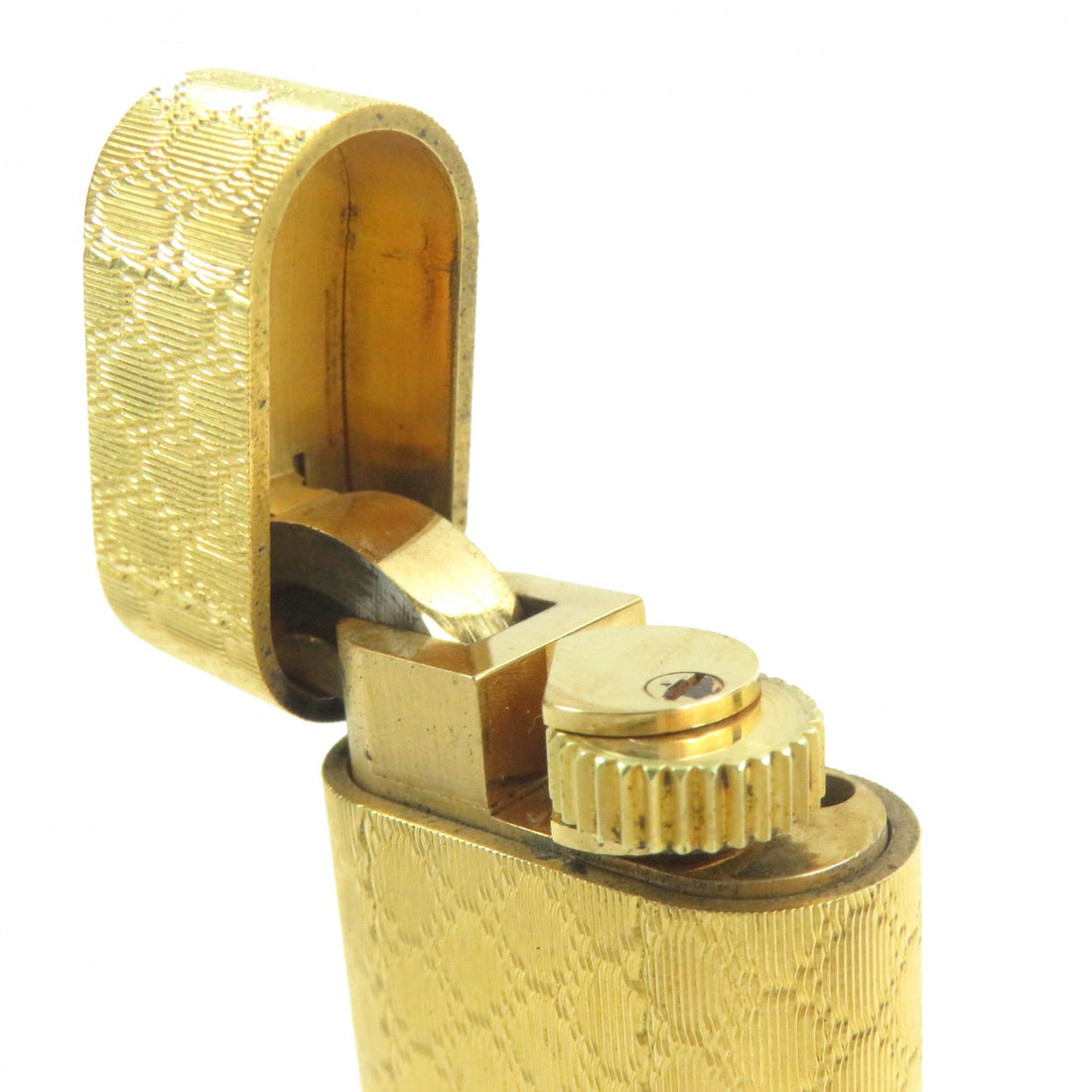 Cartier Grid Pattern Oval Roller Gas Lighter Gold