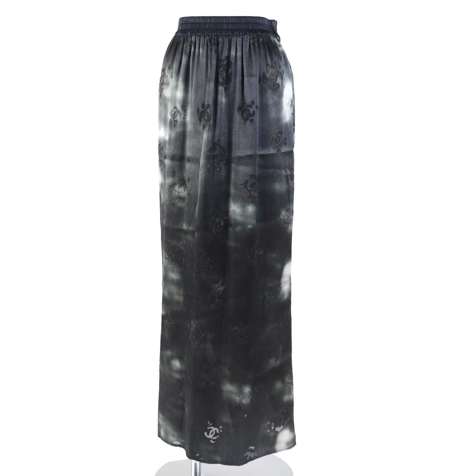 Chanel COCO Mark Long Skirt Black 34