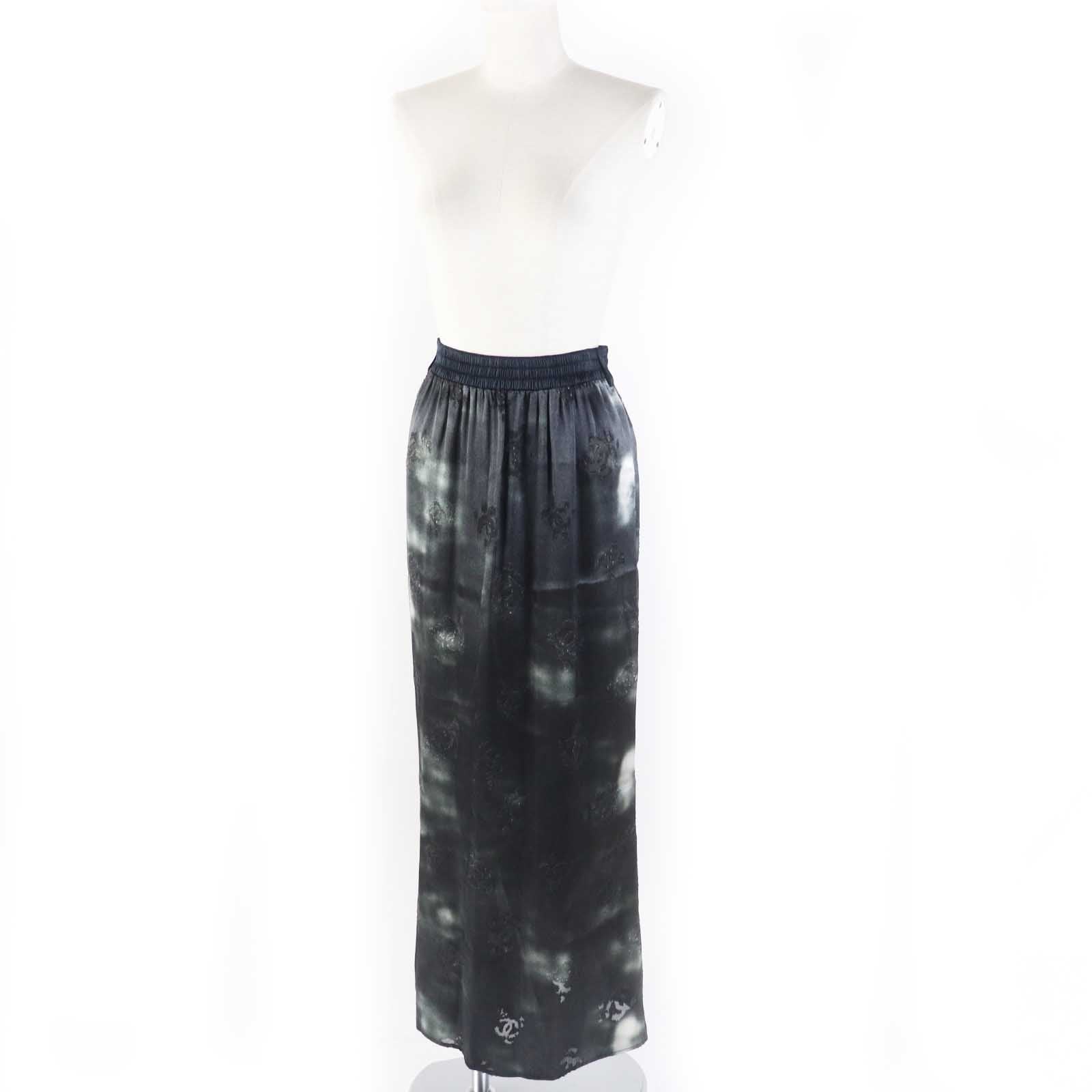 Chanel COCO Mark Long Skirt Black 34