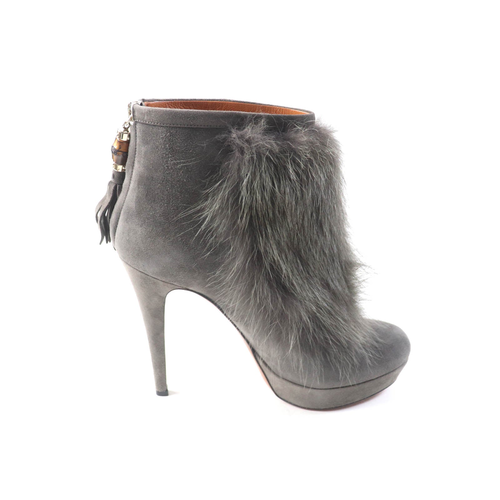 Gucci Suede Leather Ankle Boots Gray 37 Women