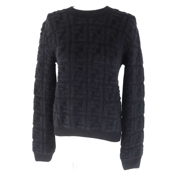 FENDI Zucca Pattern Knit Black Long Sleeve Women