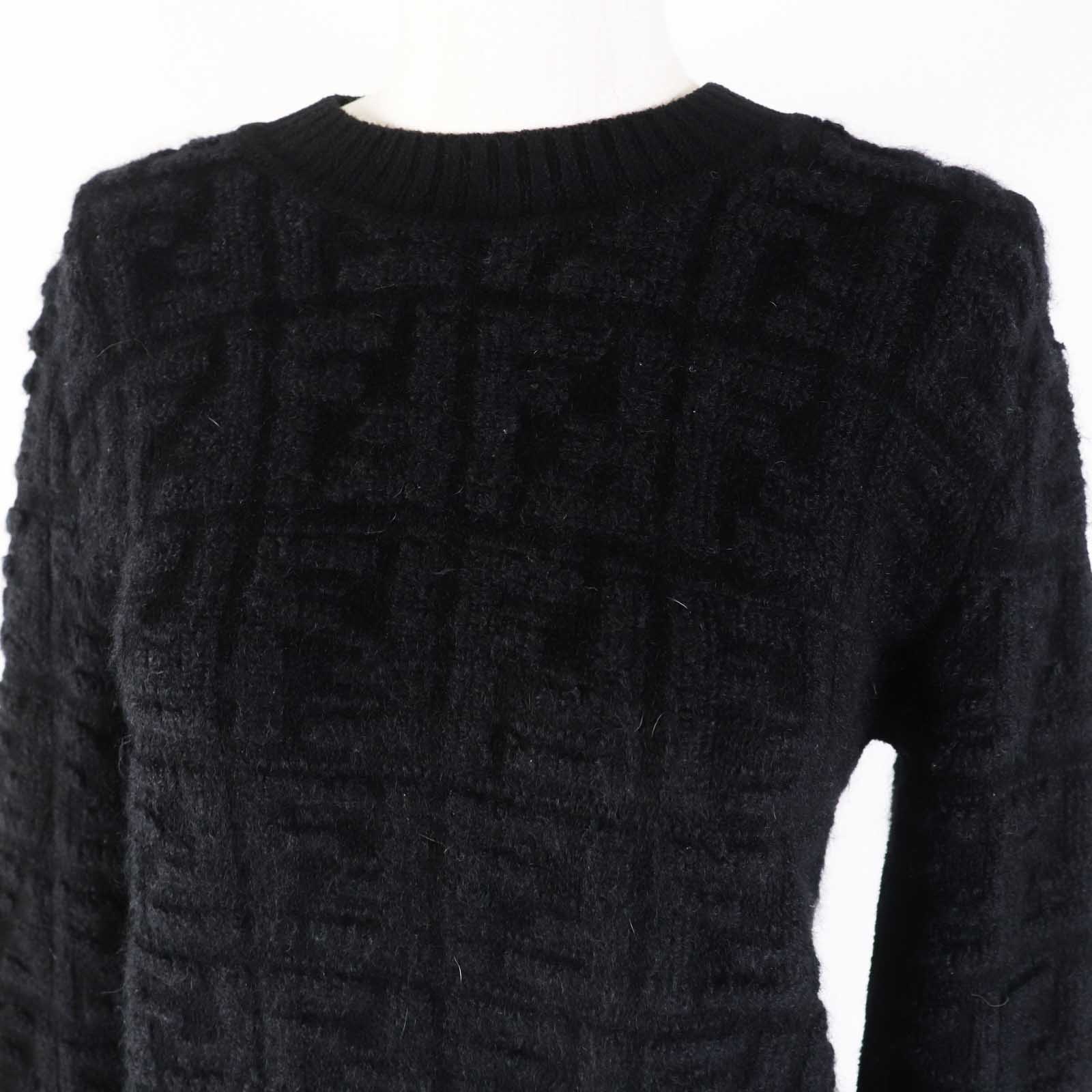 FENDI Zucca Pattern Knit Sweater Black 36