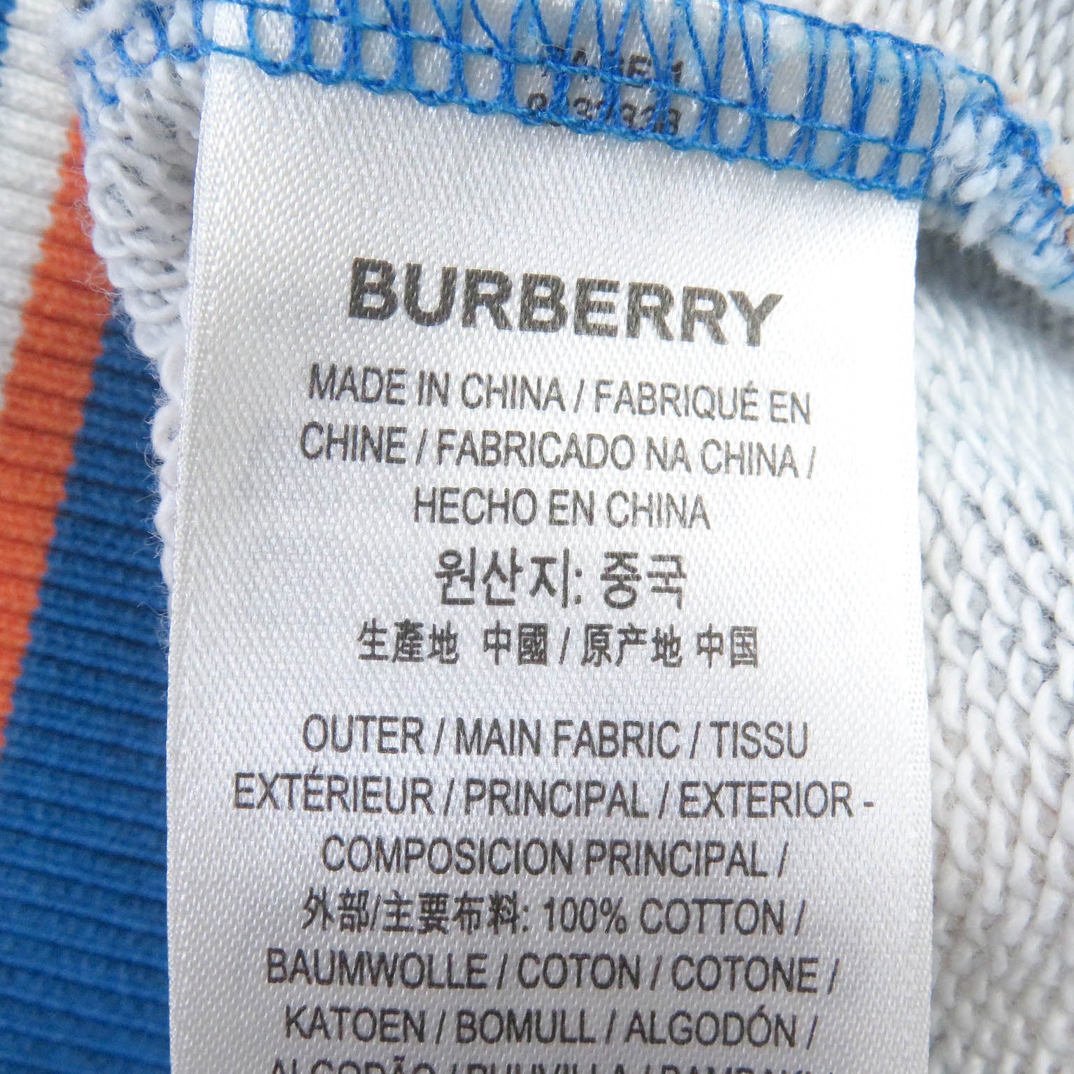 Burberry TB Monogram Pullover Hoodie Blue XS