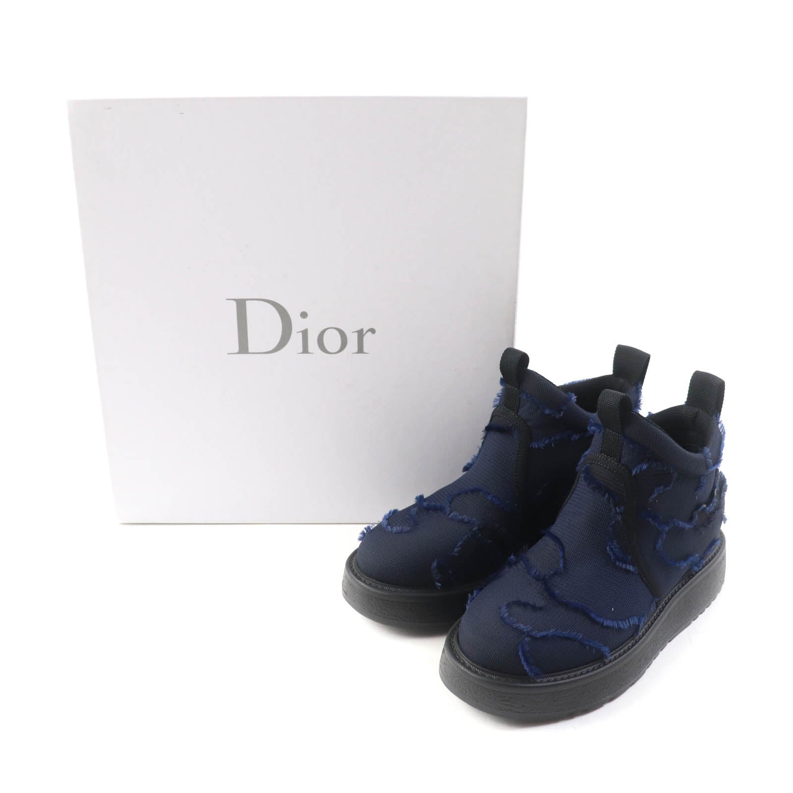 Dior NOMAD-D Fringe Camouflage Boots Navy 35