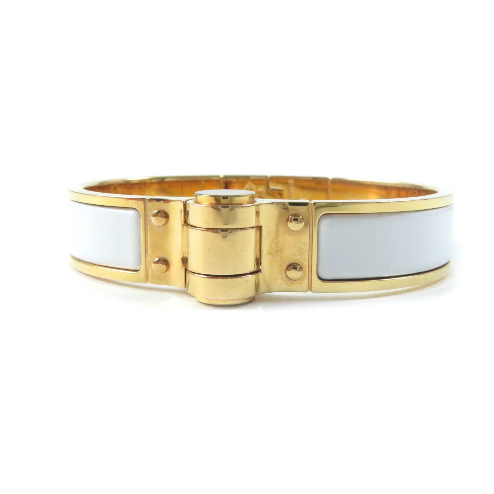 Hermes Charniere Bangle White Gold