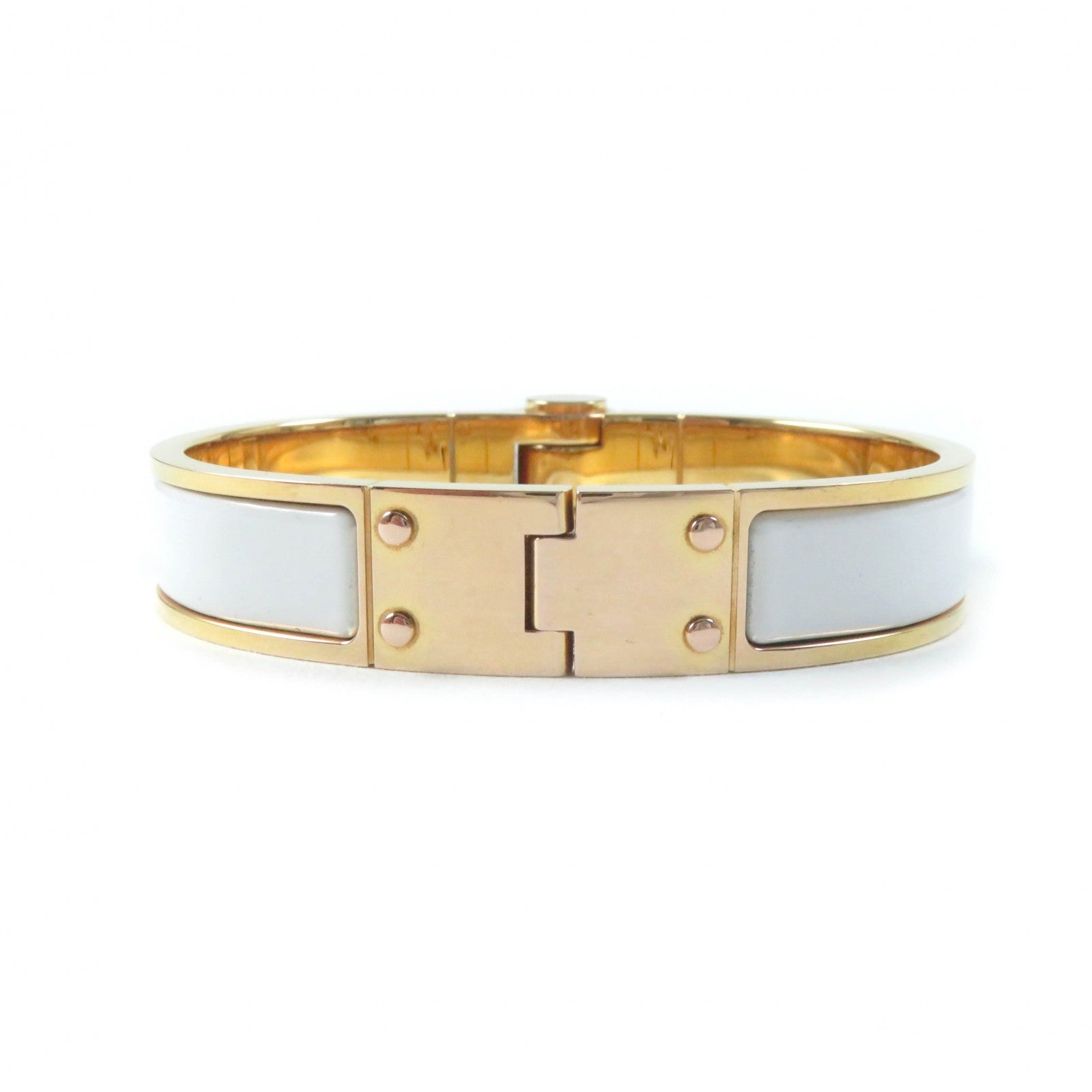 Hermes Charniere Bangle White Gold