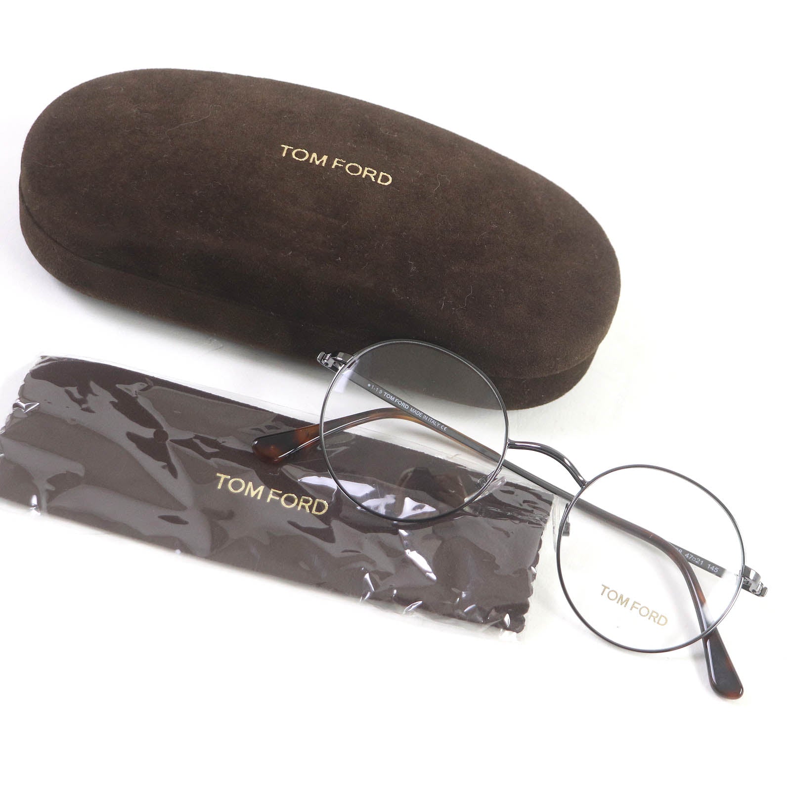 Tom Ford TF5503 Oval Glasses Gunmetal Brown