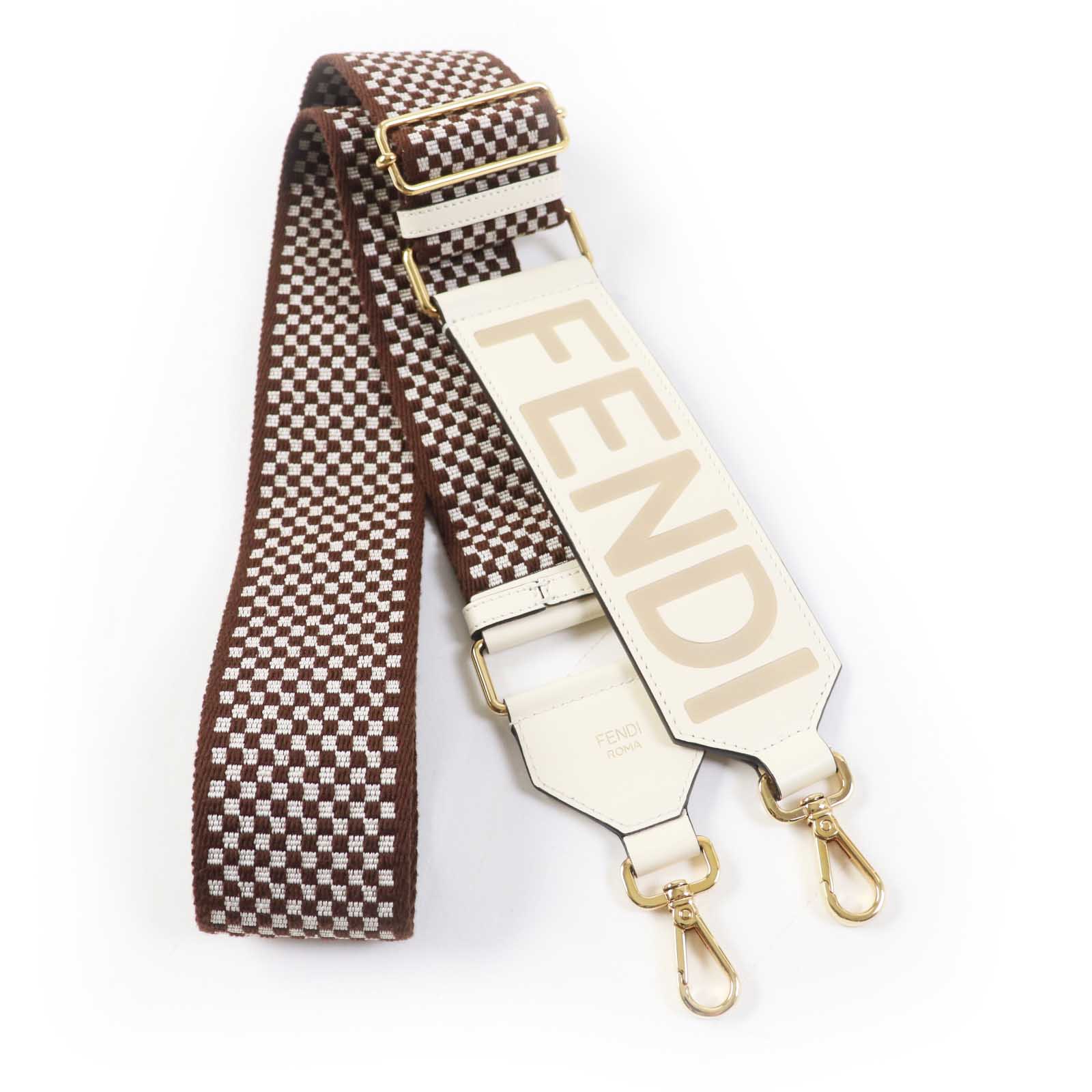 Fendi Canvas Leather Logo Shoulder Strap