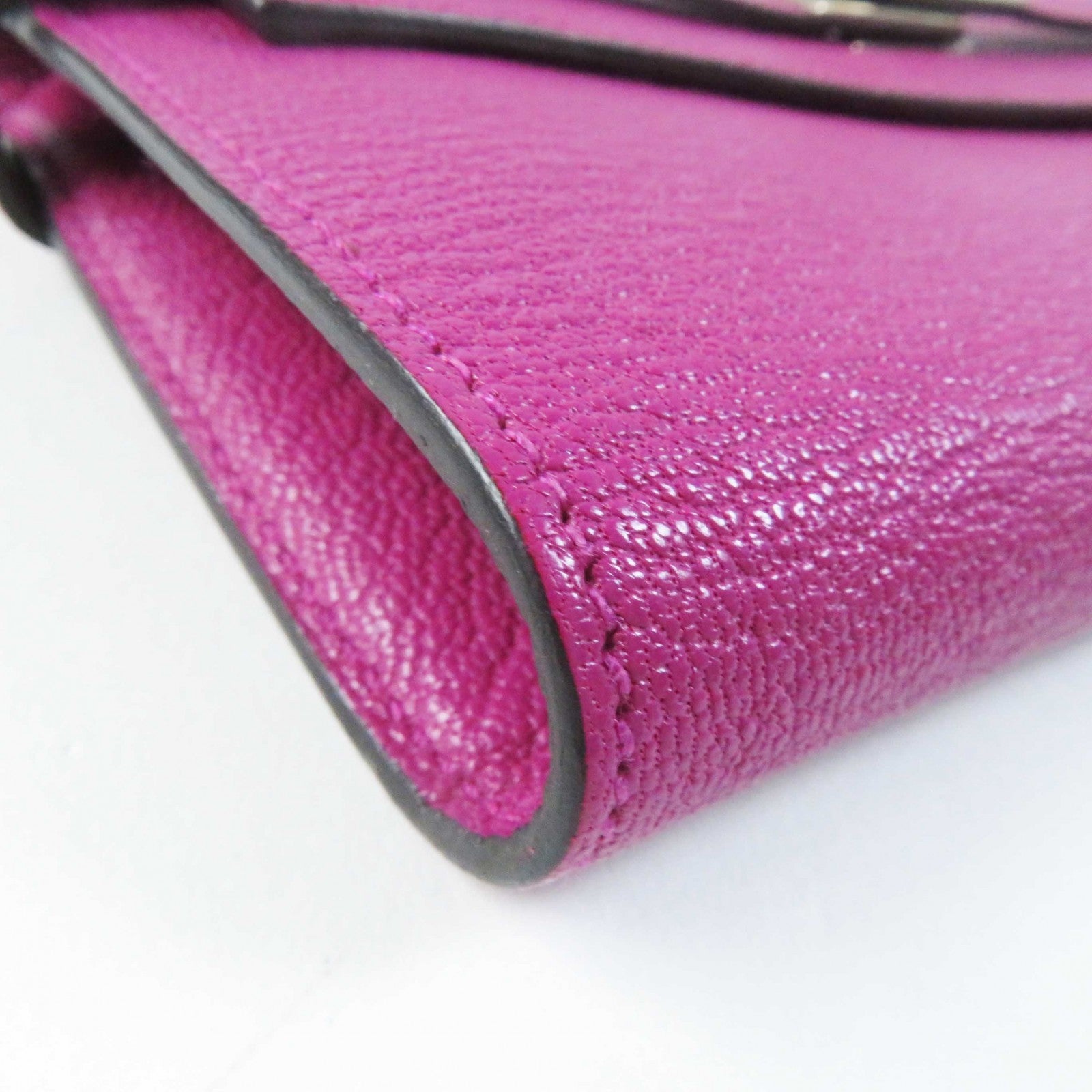 HERMES Kelly Wallet Rose Purple Silver Women