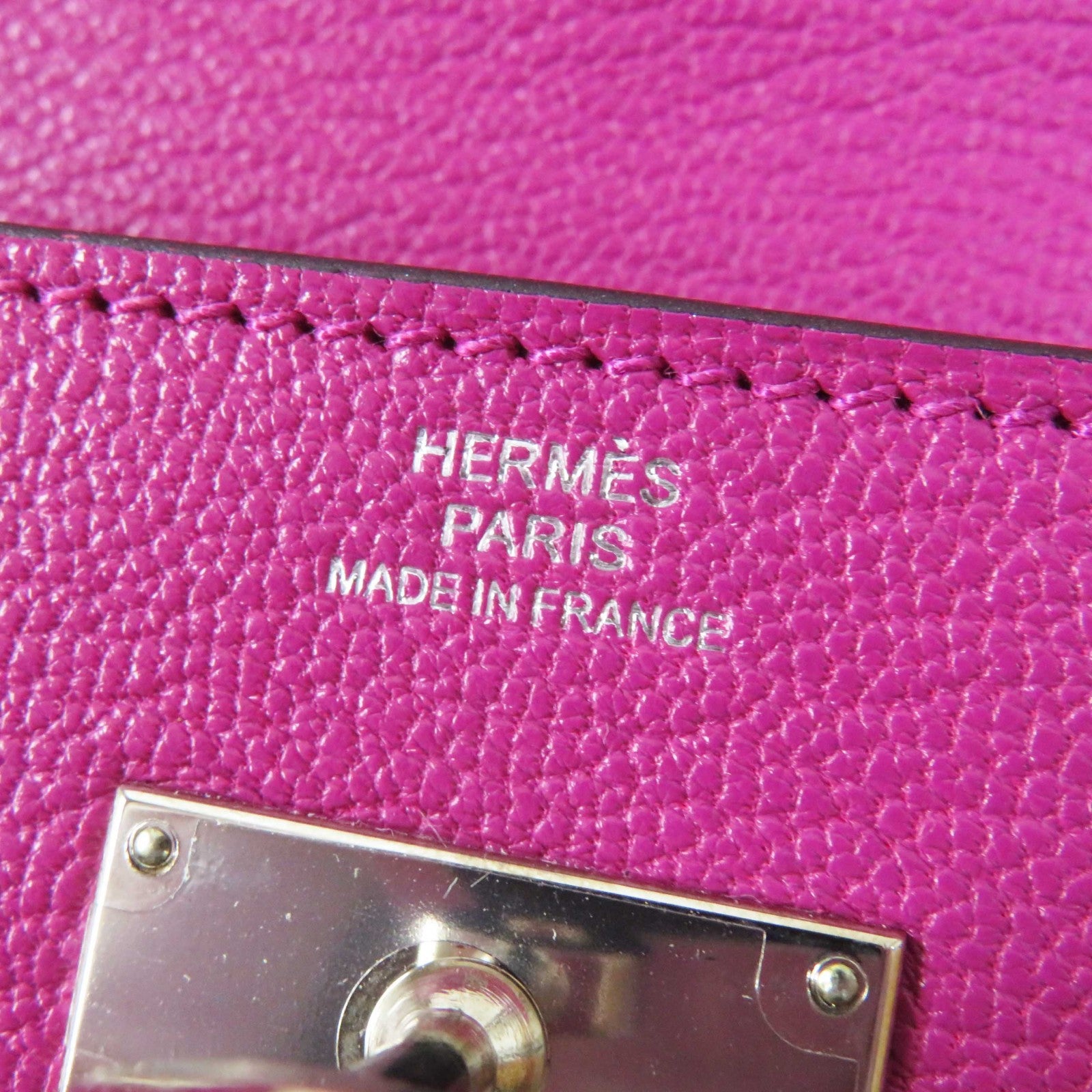 HERMES Kelly Wallet Rose Purple Silver Women