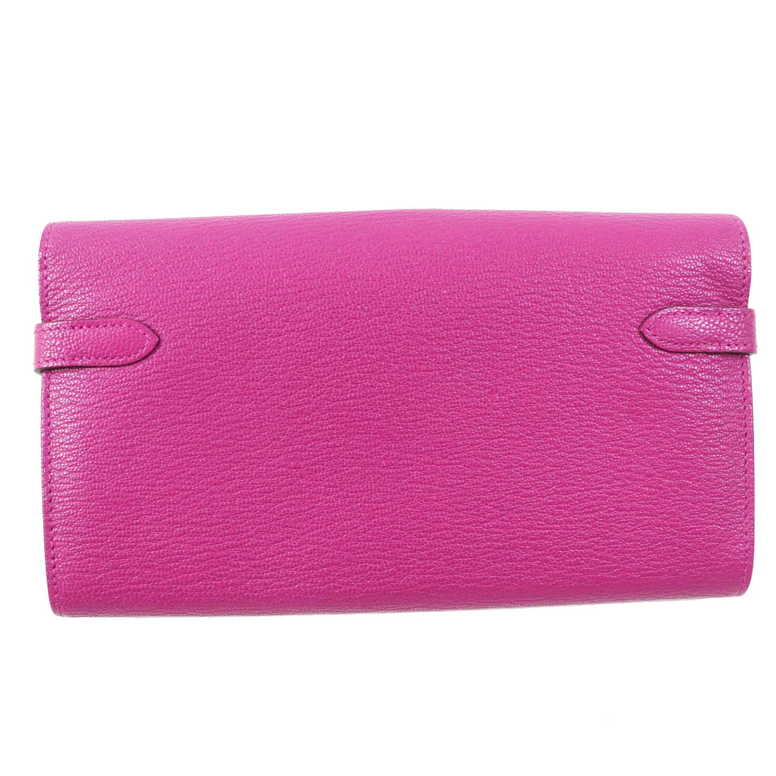 HERMES Kelly Wallet Rose Purple Silver Women